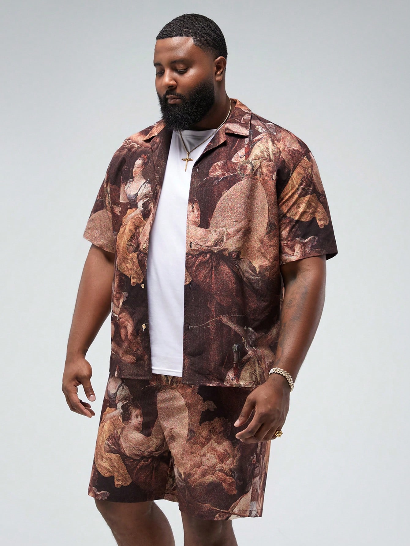 Men Plus Size Shirt Co-ords