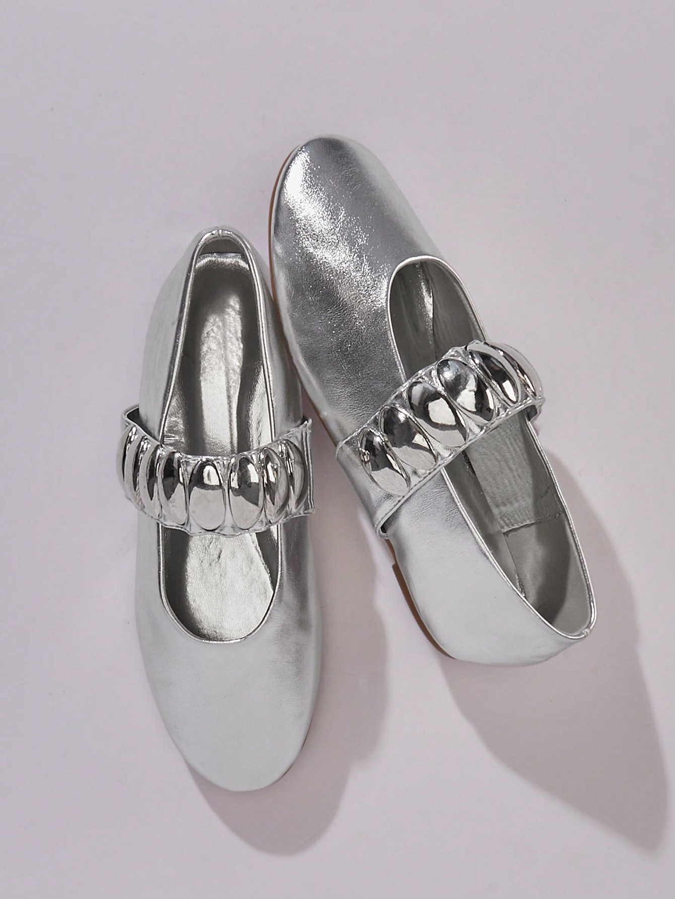 In Silver Women Flats