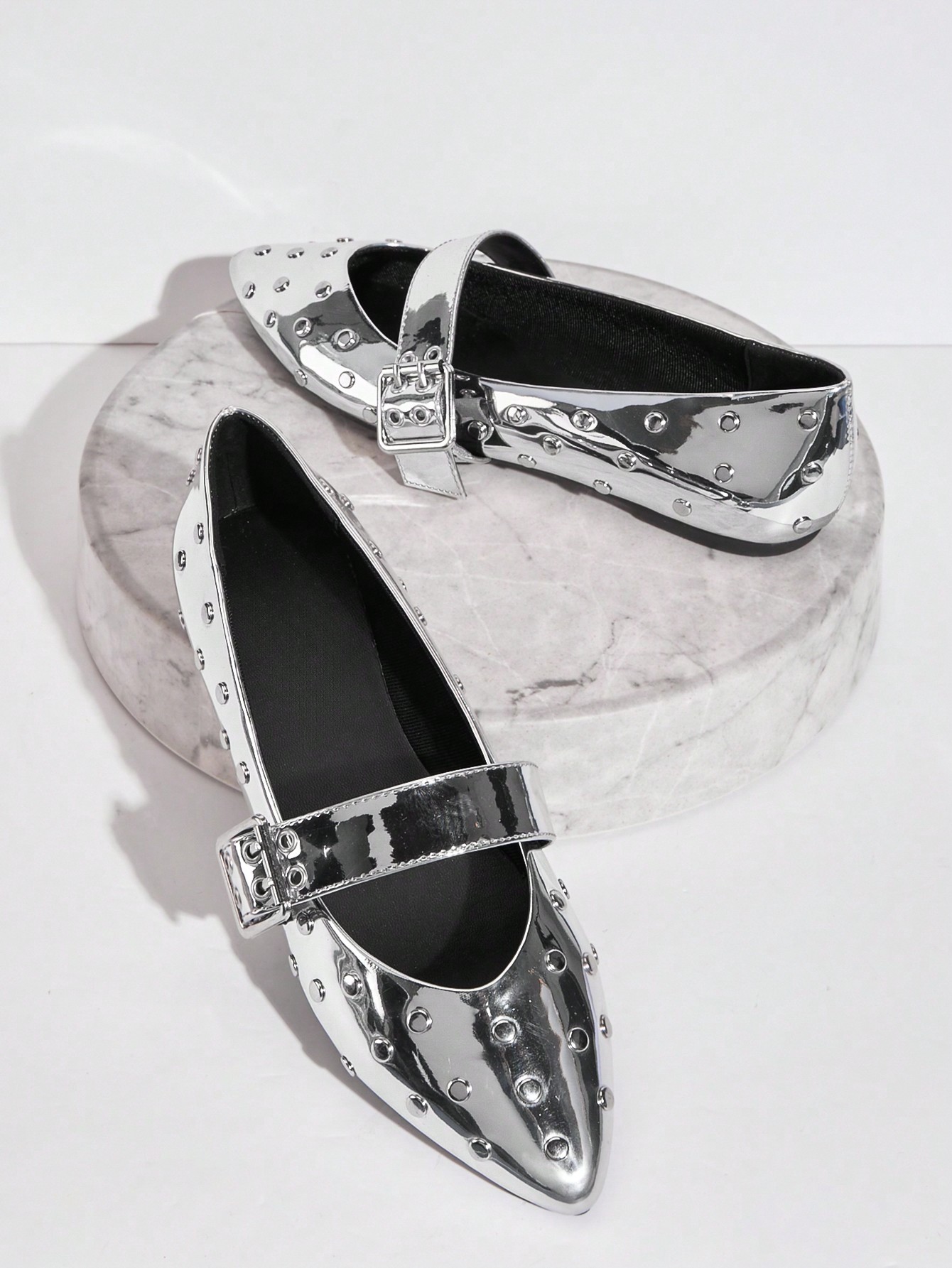 In Silver Women Flats