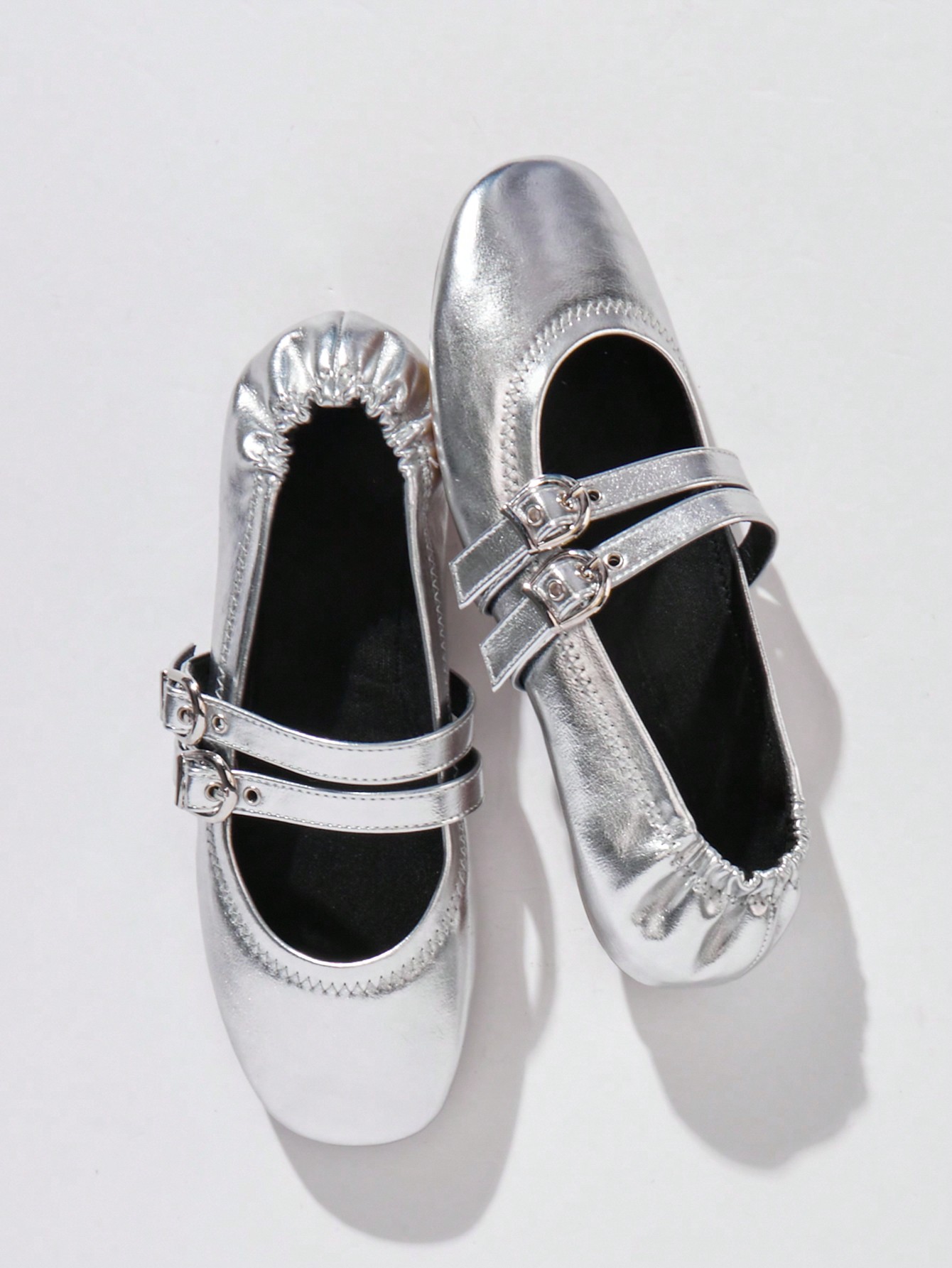 In Silver Women Flats