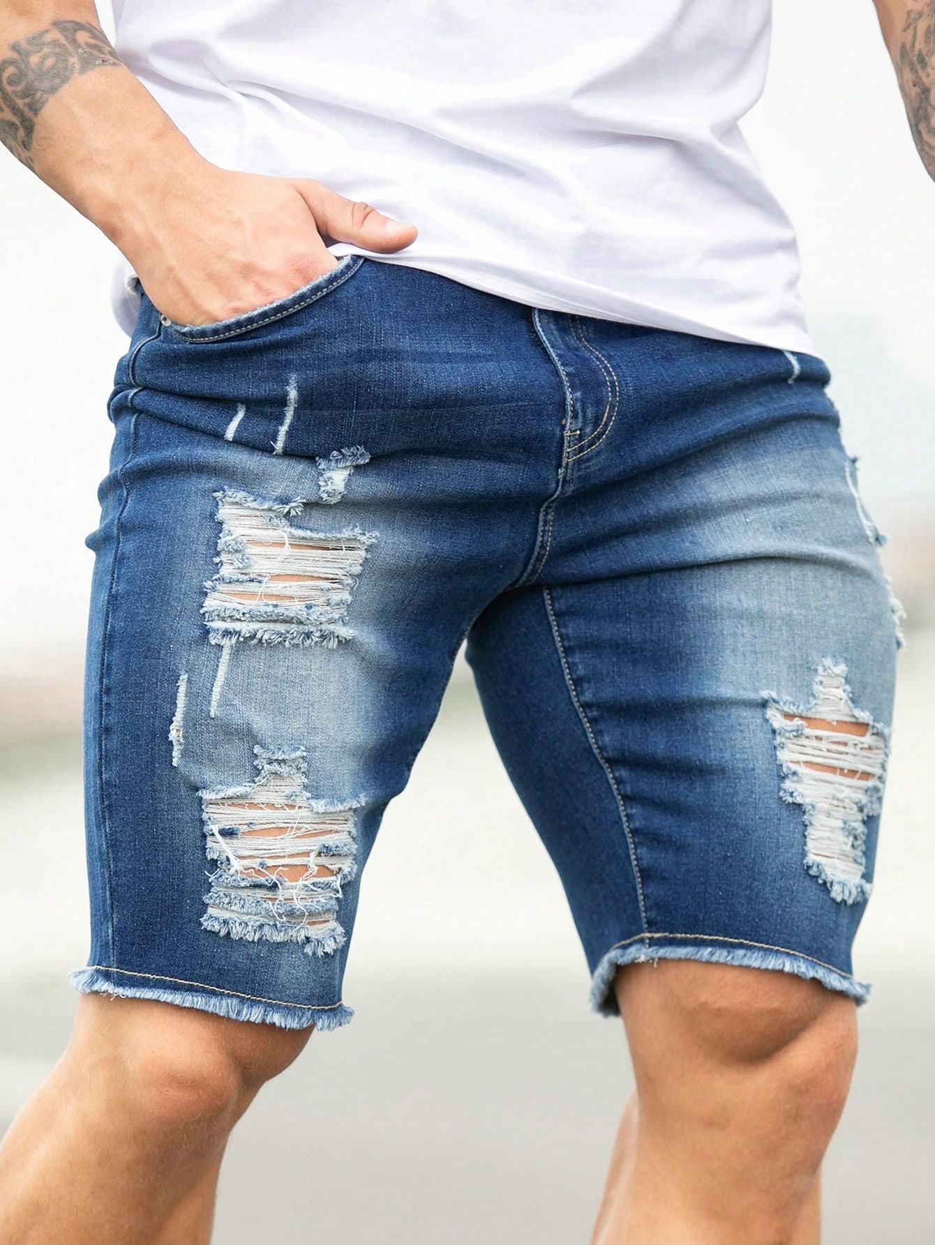 Men Plus Size Denim Shorts