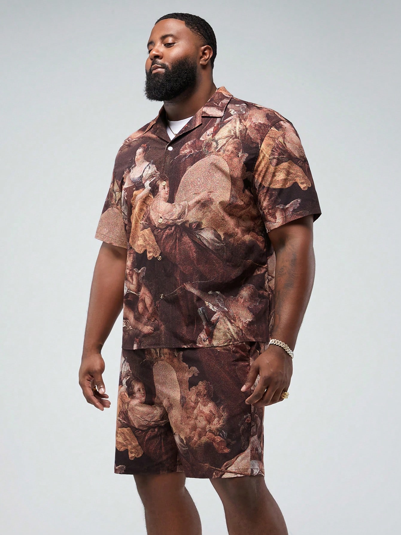 Men Plus Size Shirt Co-ords