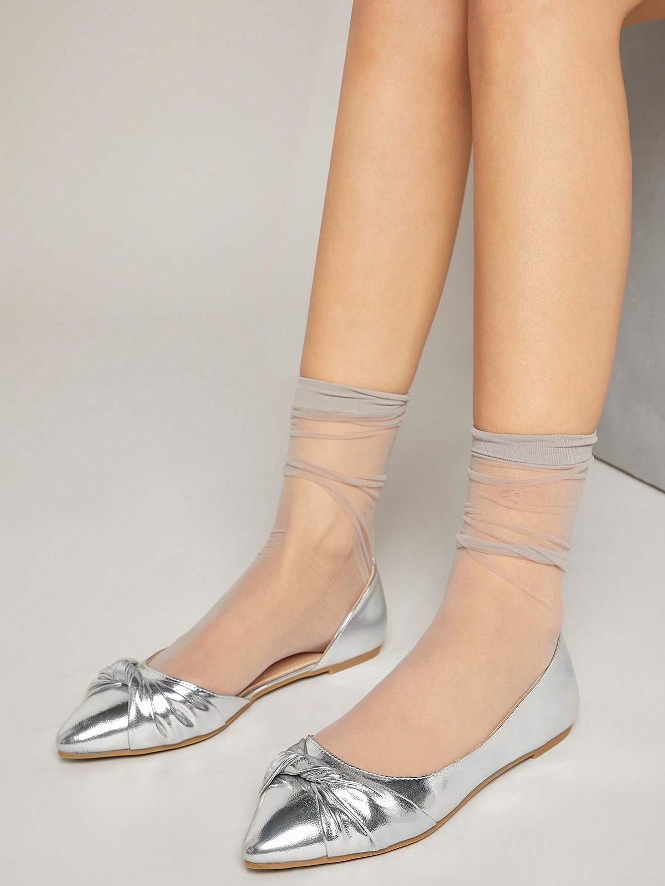 In Silver Women Flats