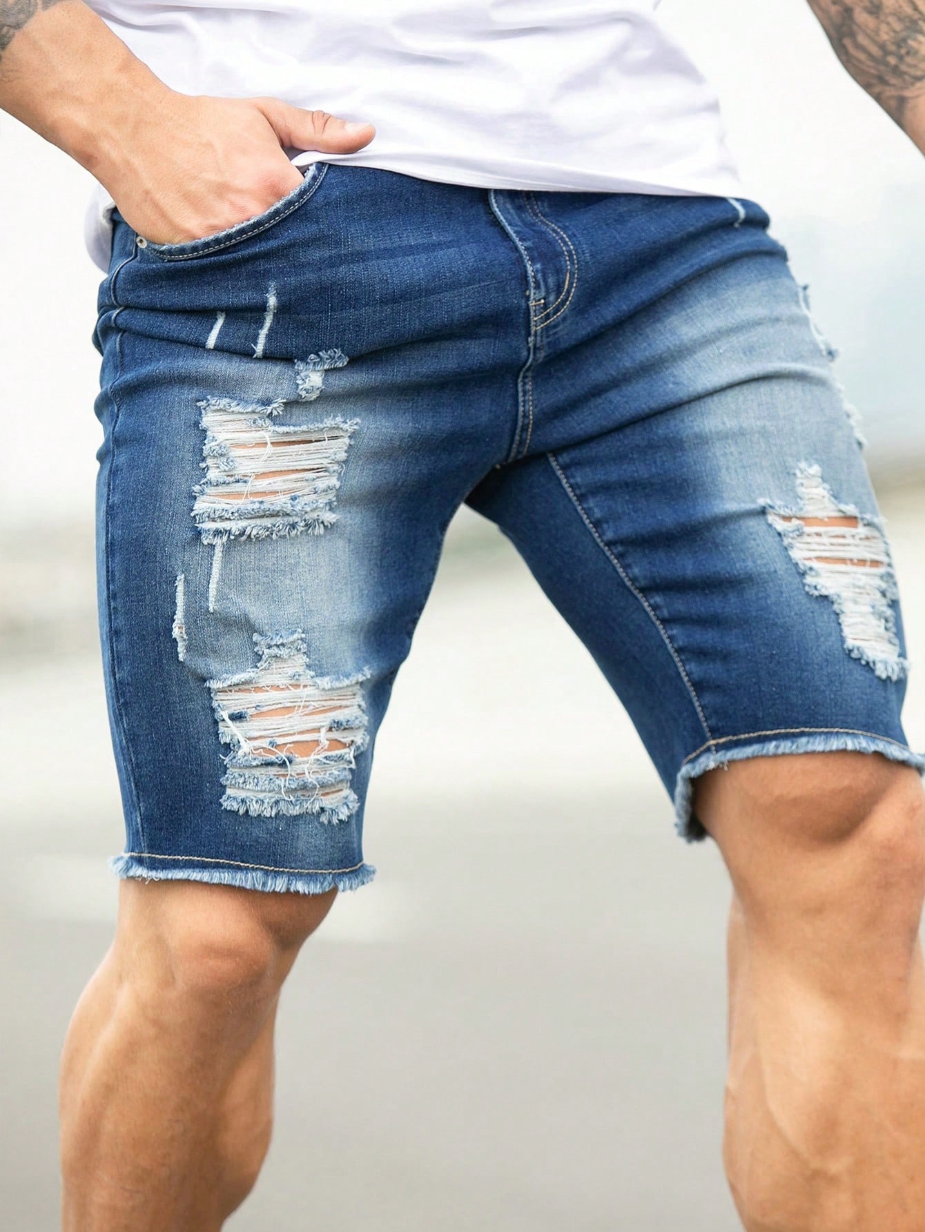 Men Plus Size Denim Shorts