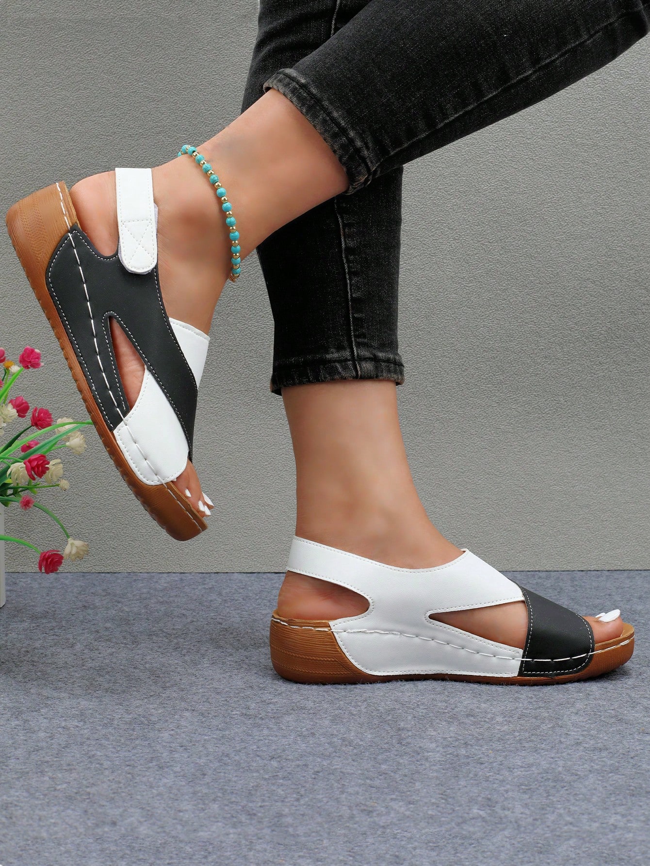 In Black and White Women Sandals