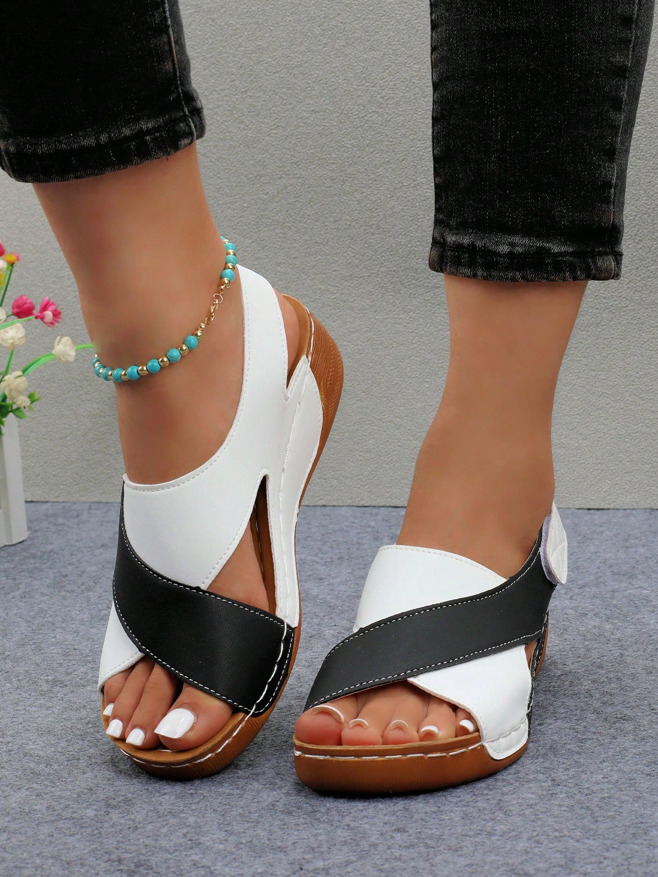 In Black and White Women Sandals