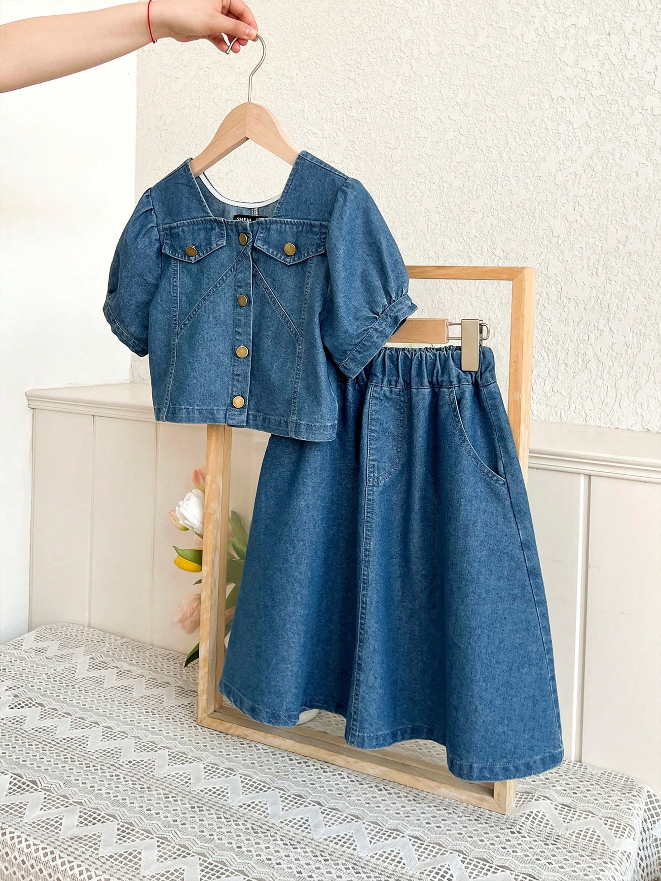 Tween Girls Denim Two-piece Outfits