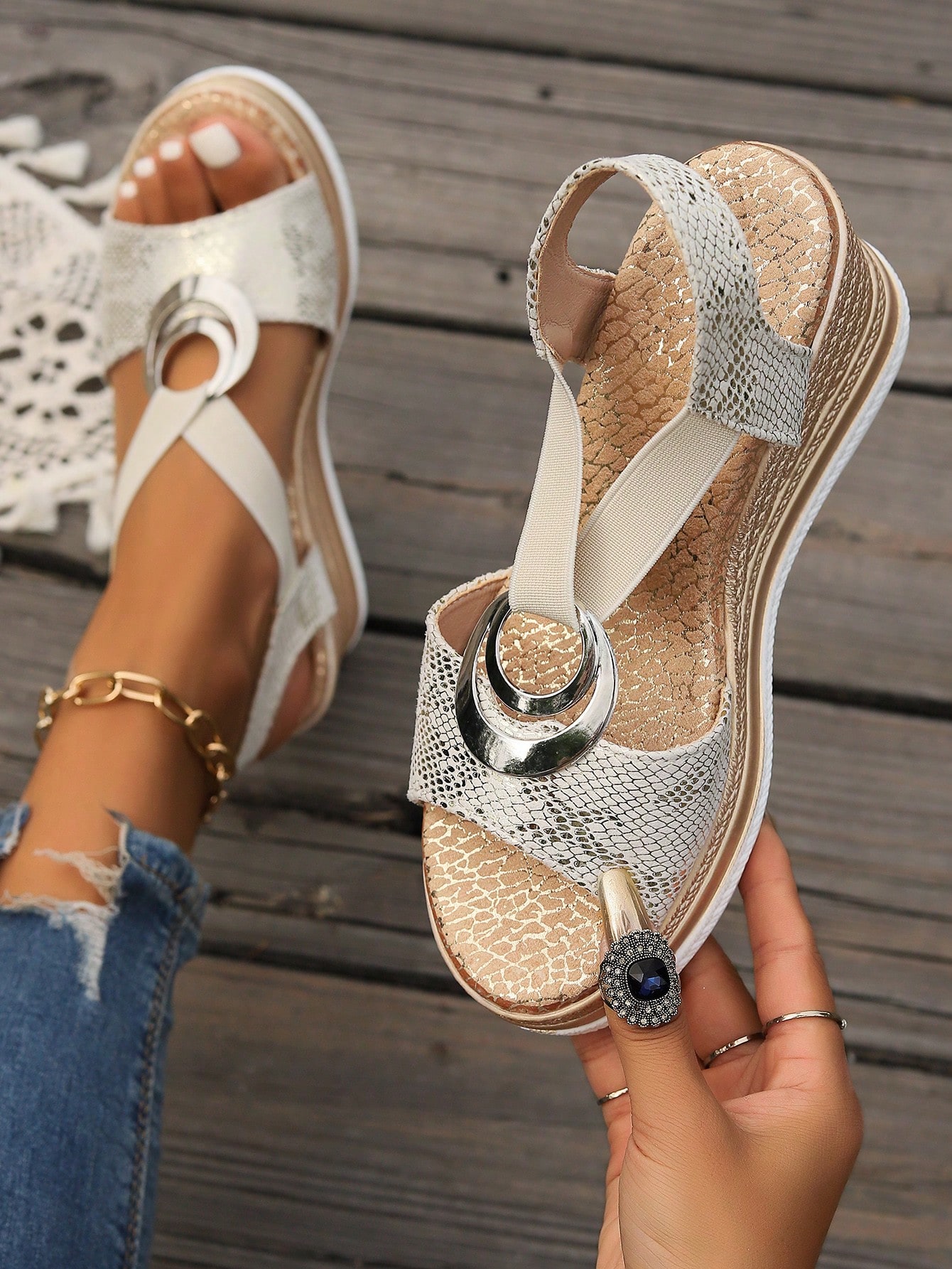 In Rose Gold Women Platforms & Wedge Sandals