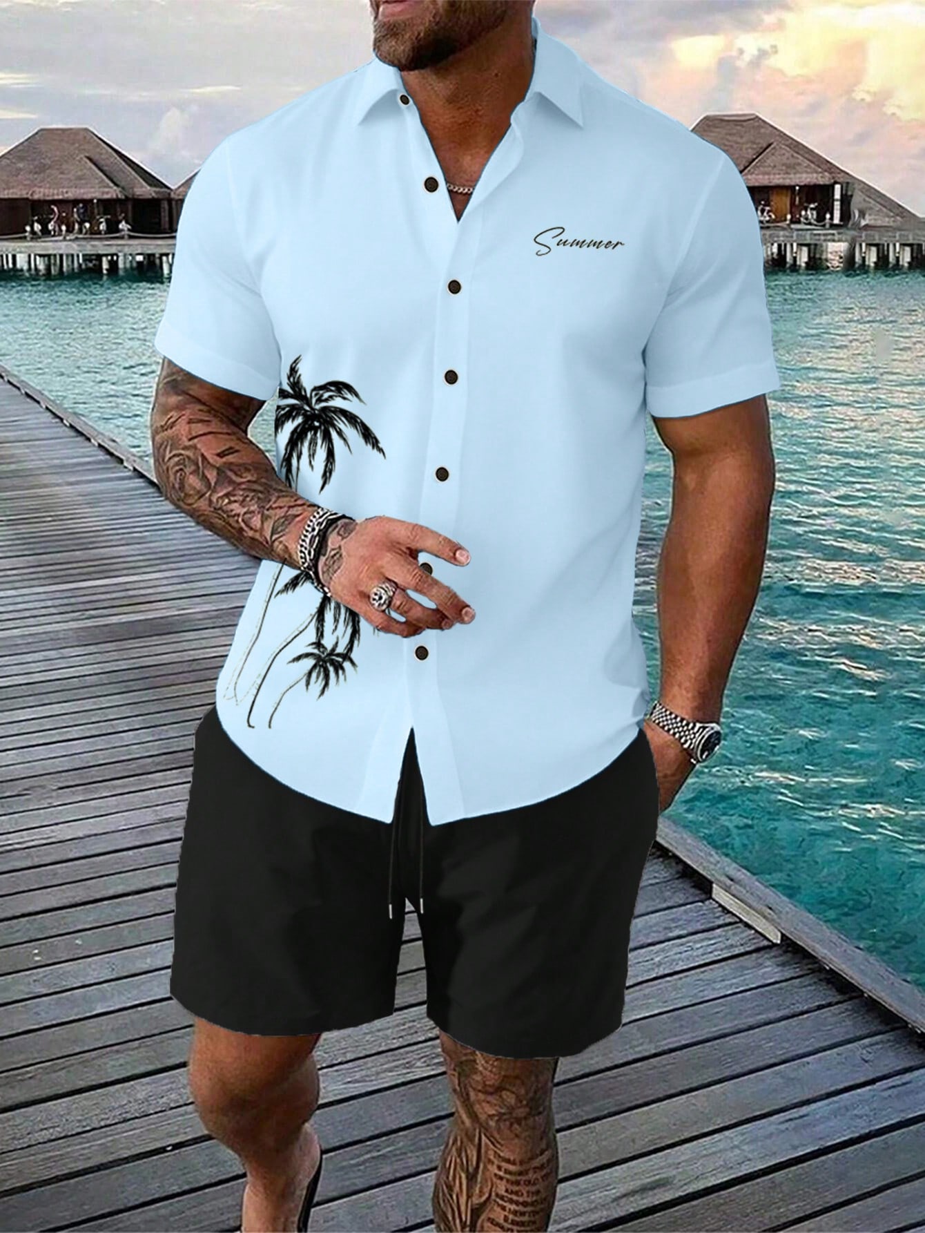 Men Plus Size Shirt Co-ords