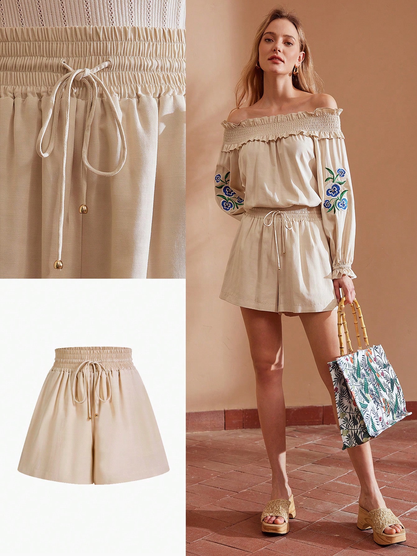 In Beige Women Shorts