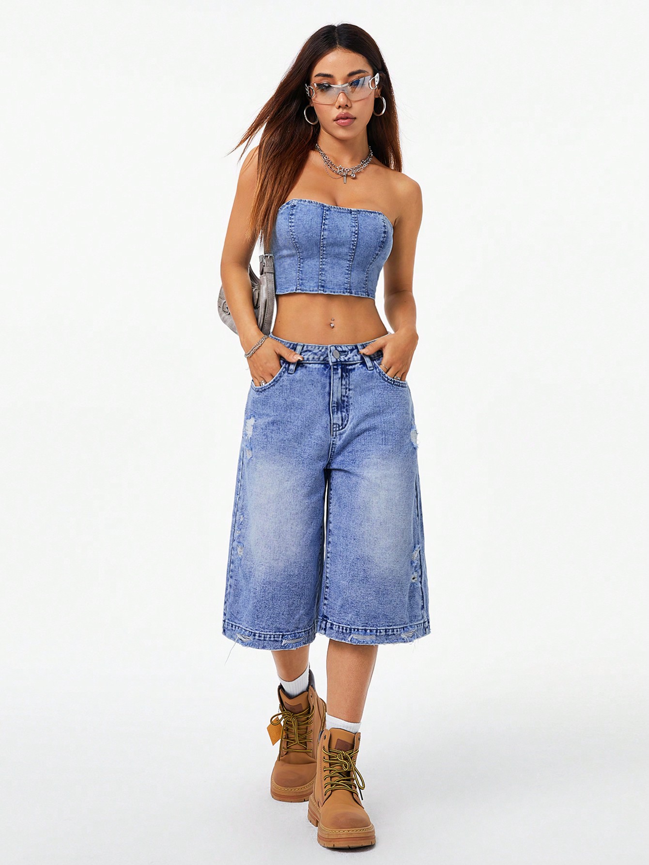 Women Denim Two-piece Outfits