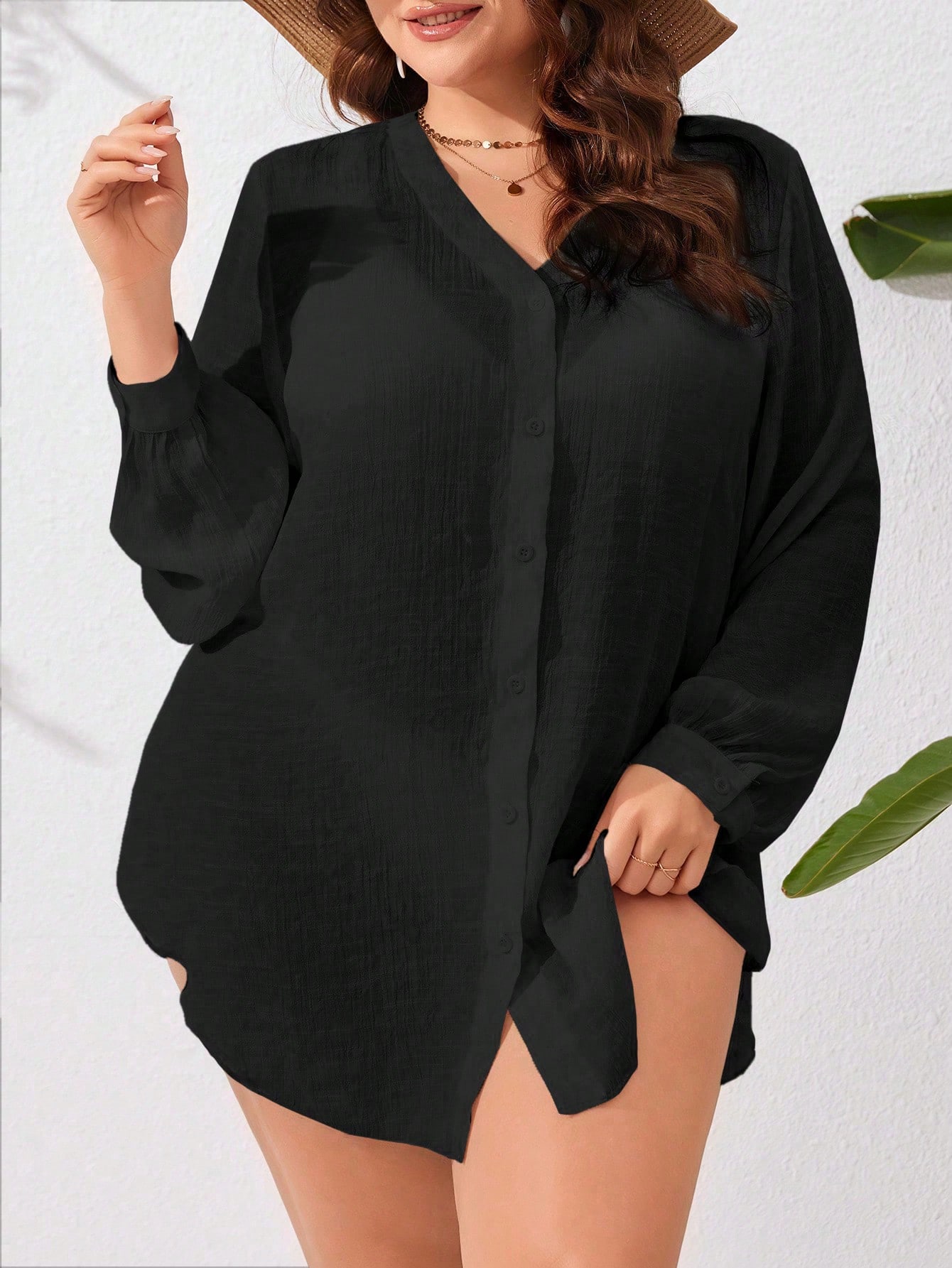 In Long Sleeve Plus Size Kimonos