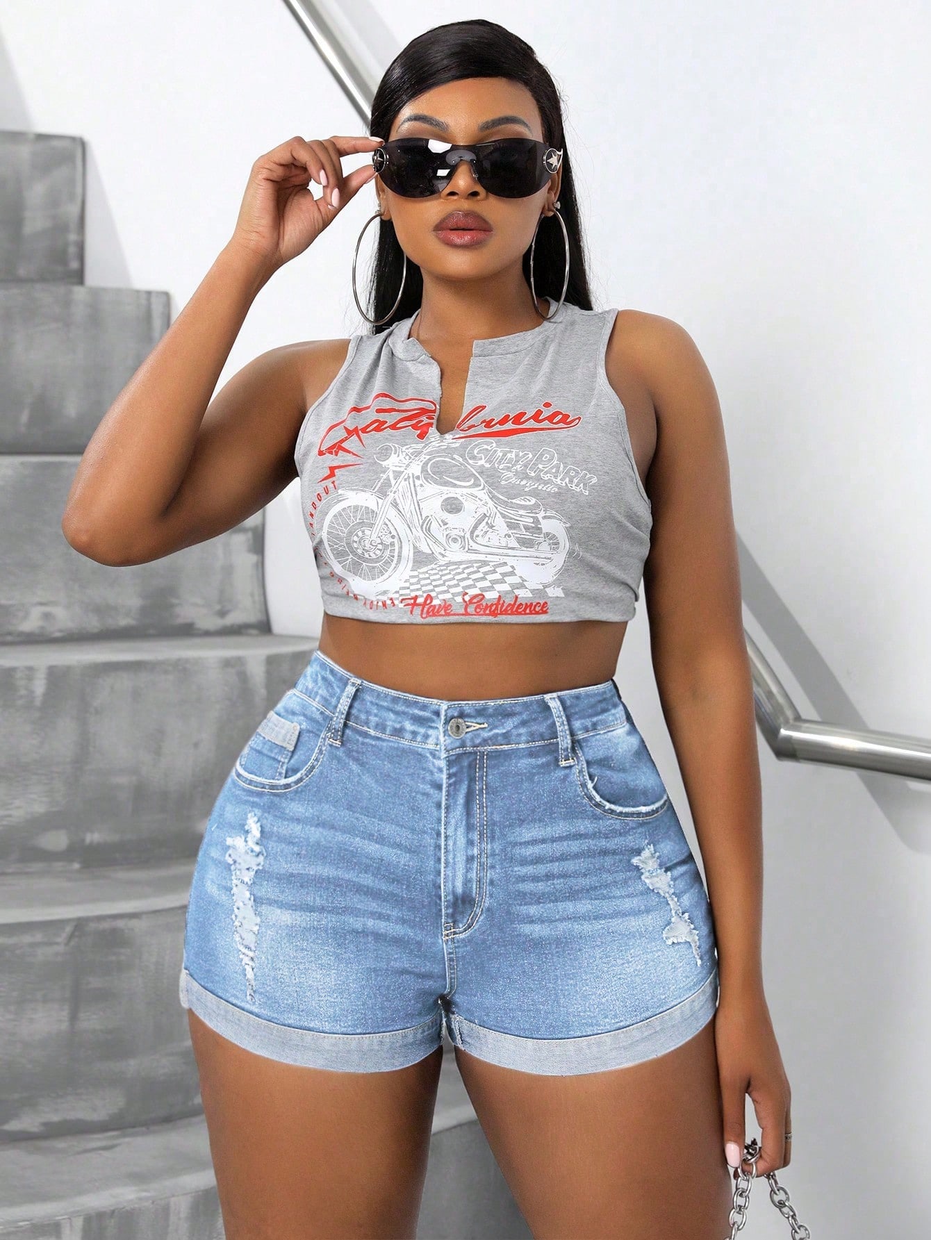 Plus Size Denim Shorts