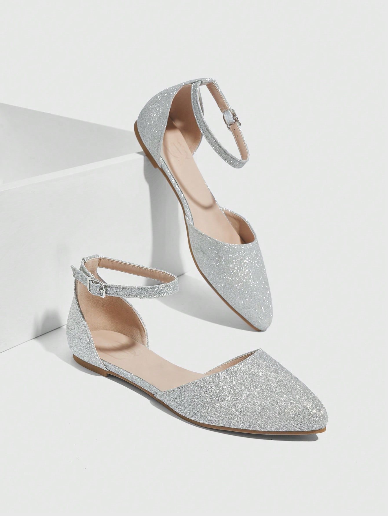 In Silver Women Flats