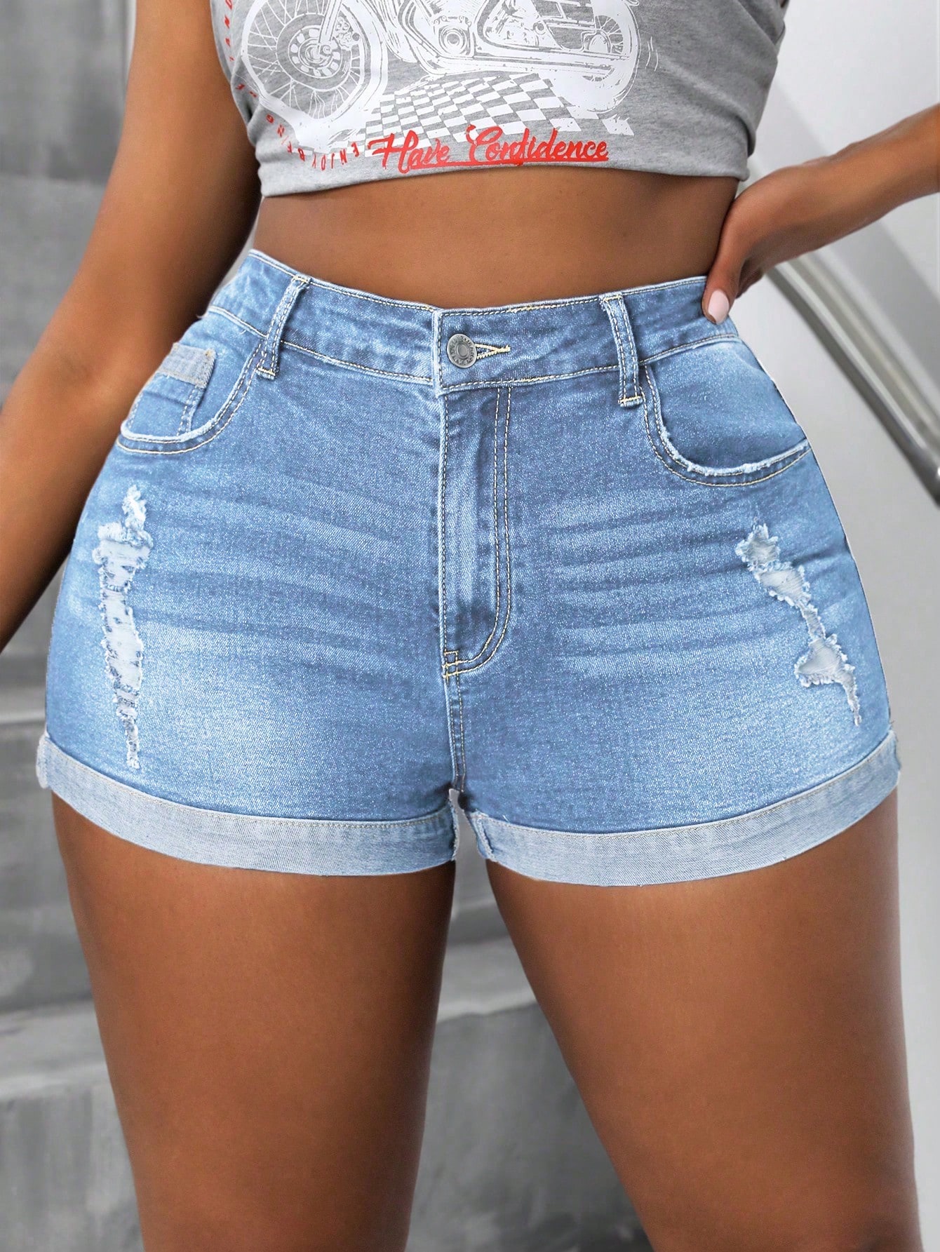 Plus Size Denim Shorts