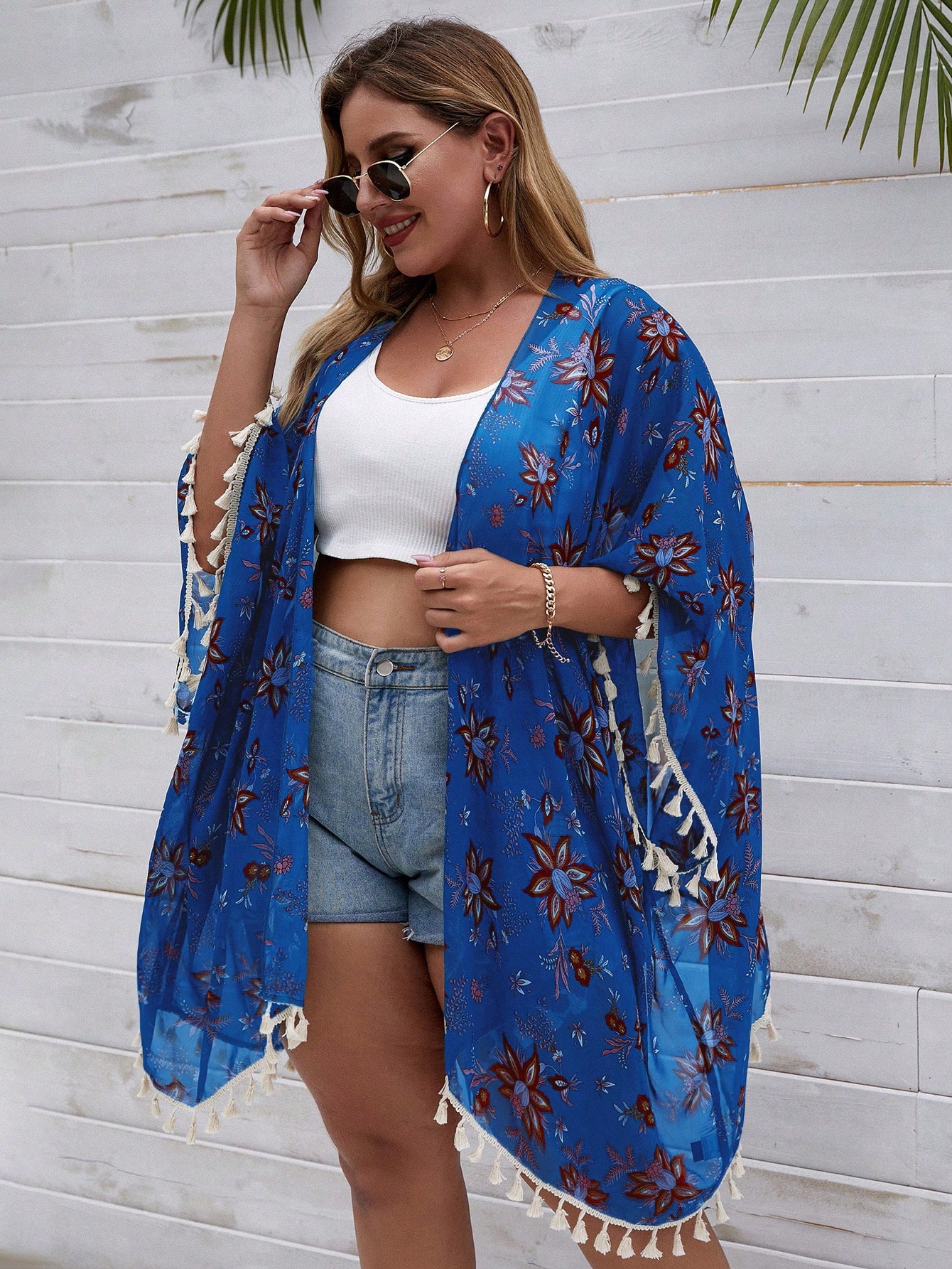 In Long Sleeve Plus Size Kimonos