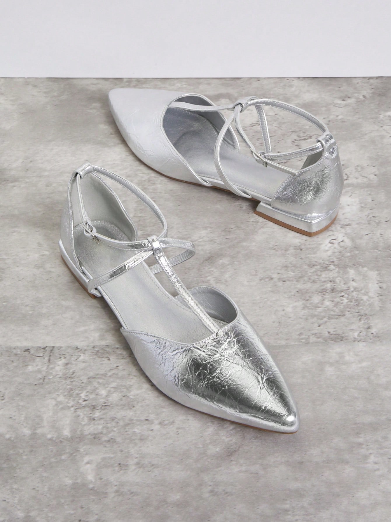 In Silver Women Flats