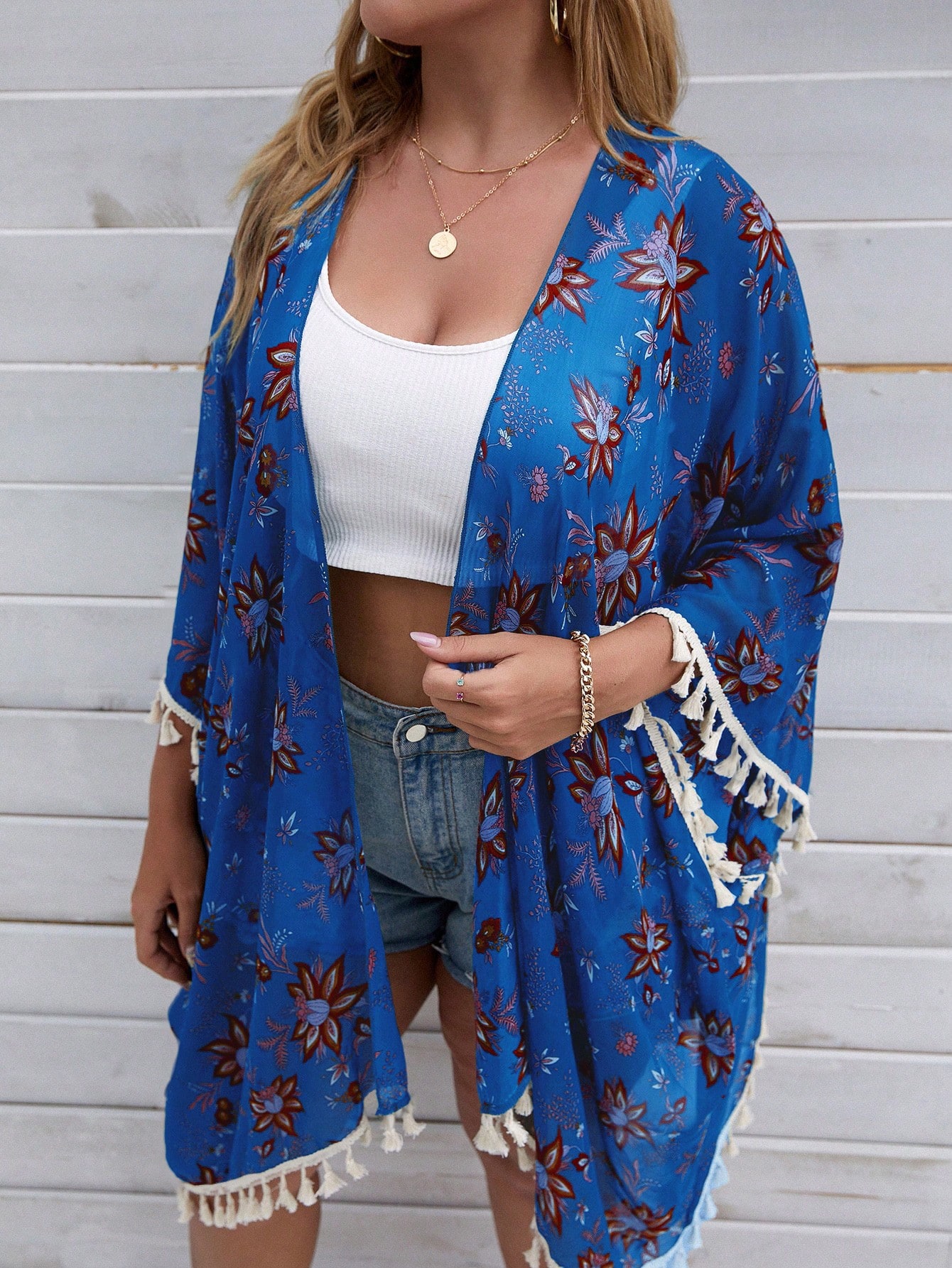 In Long Sleeve Plus Size Kimonos