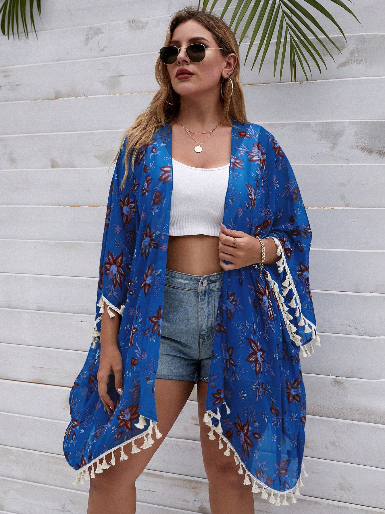 In Long Sleeve Plus Size Kimonos