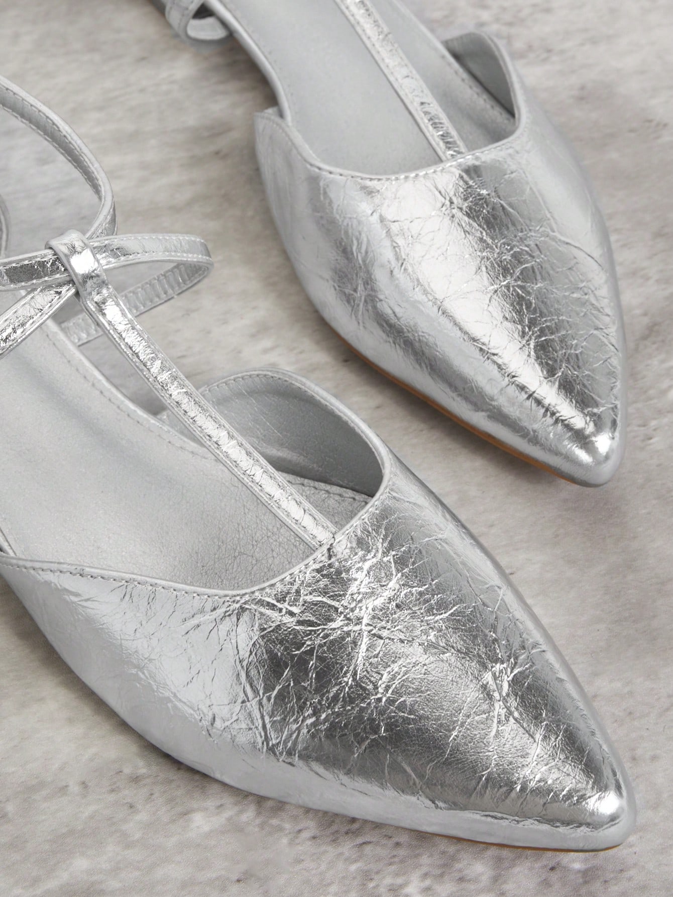 In Silver Women Flats