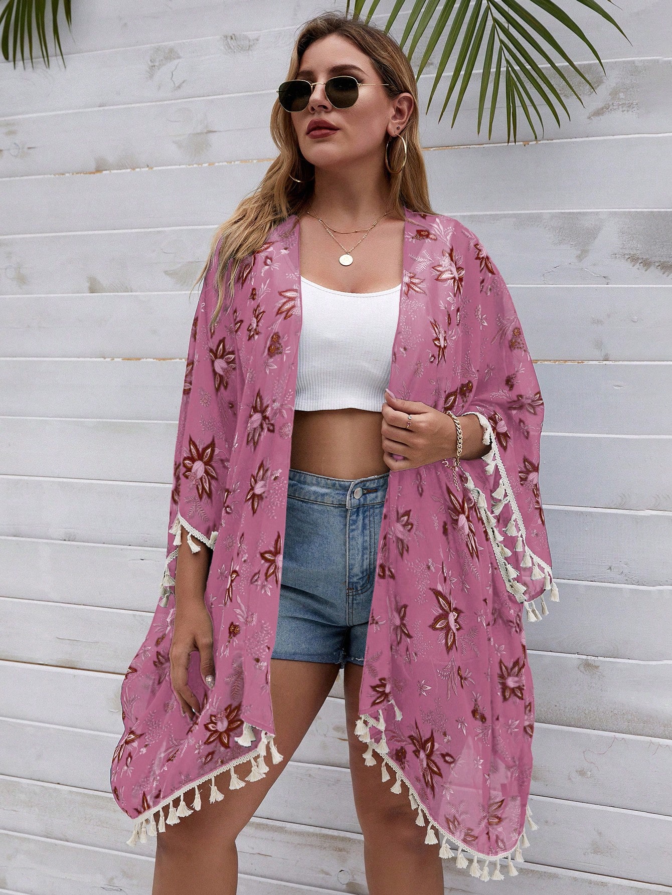 In Long Sleeve Plus Size Kimonos