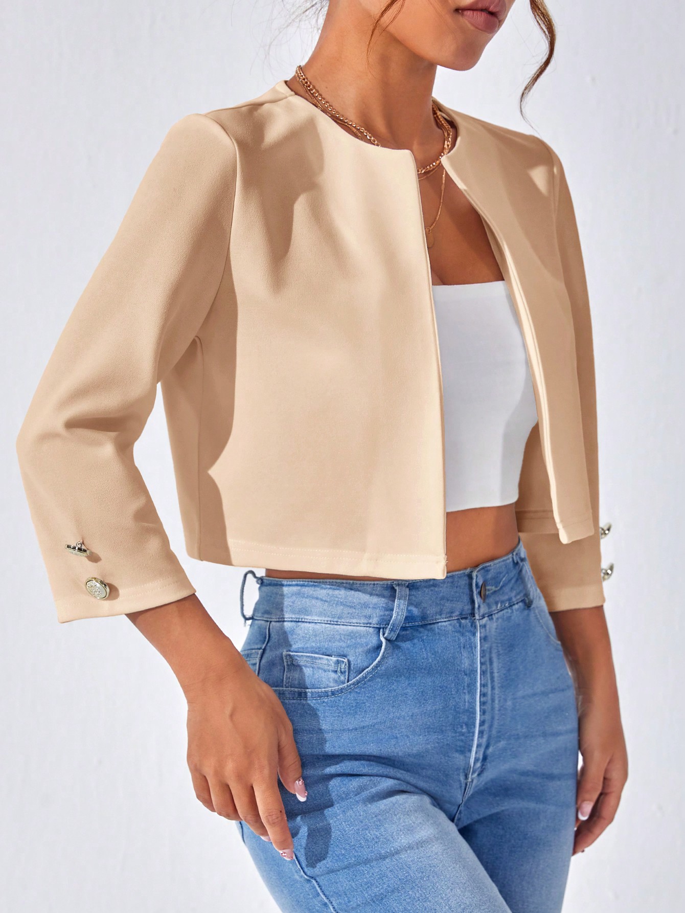 In Beige Women Outerwear