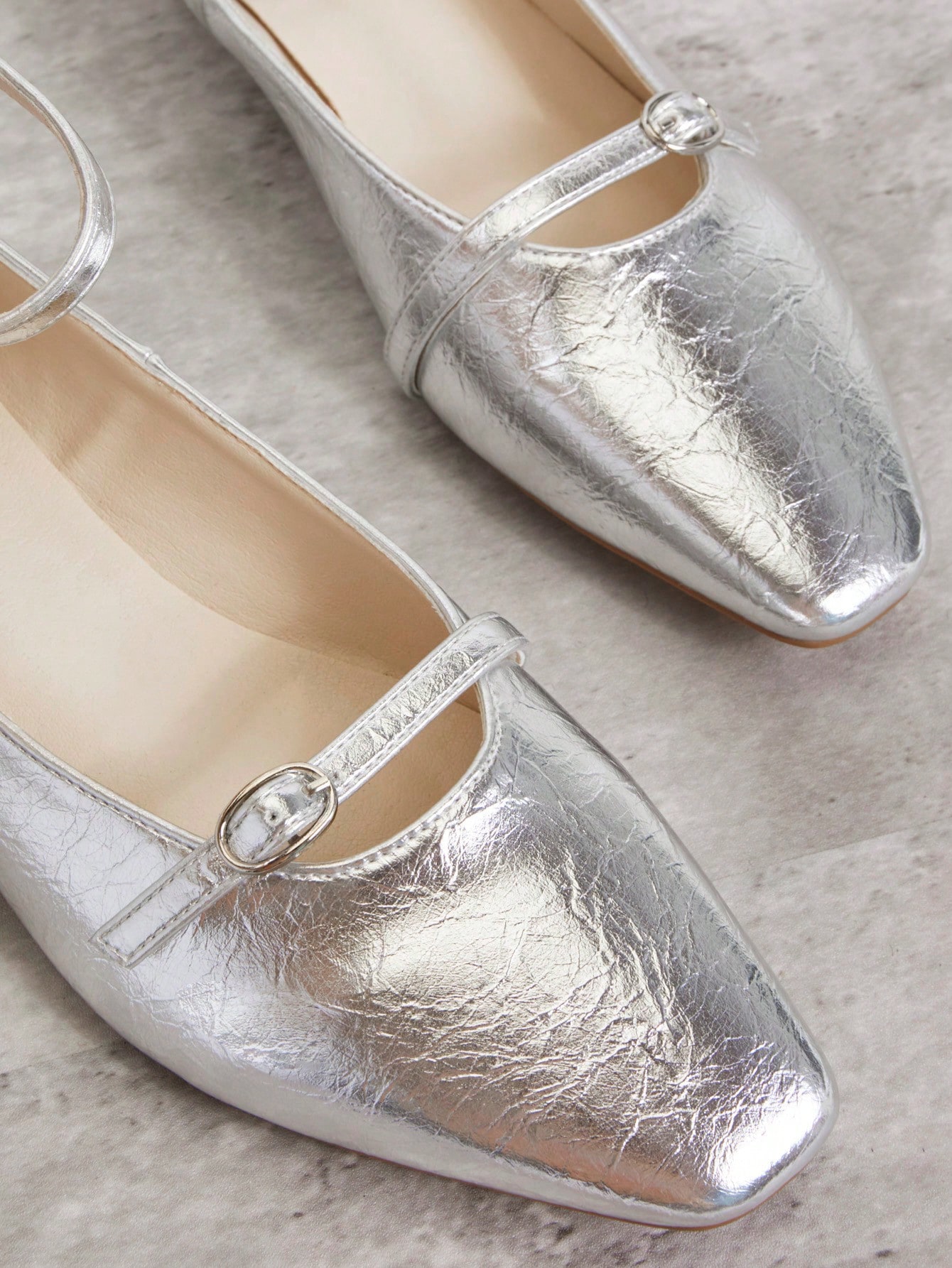 In Silver Women Flats