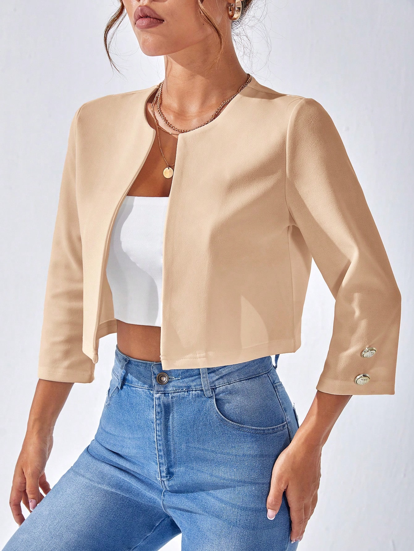 In Beige Women Outerwear