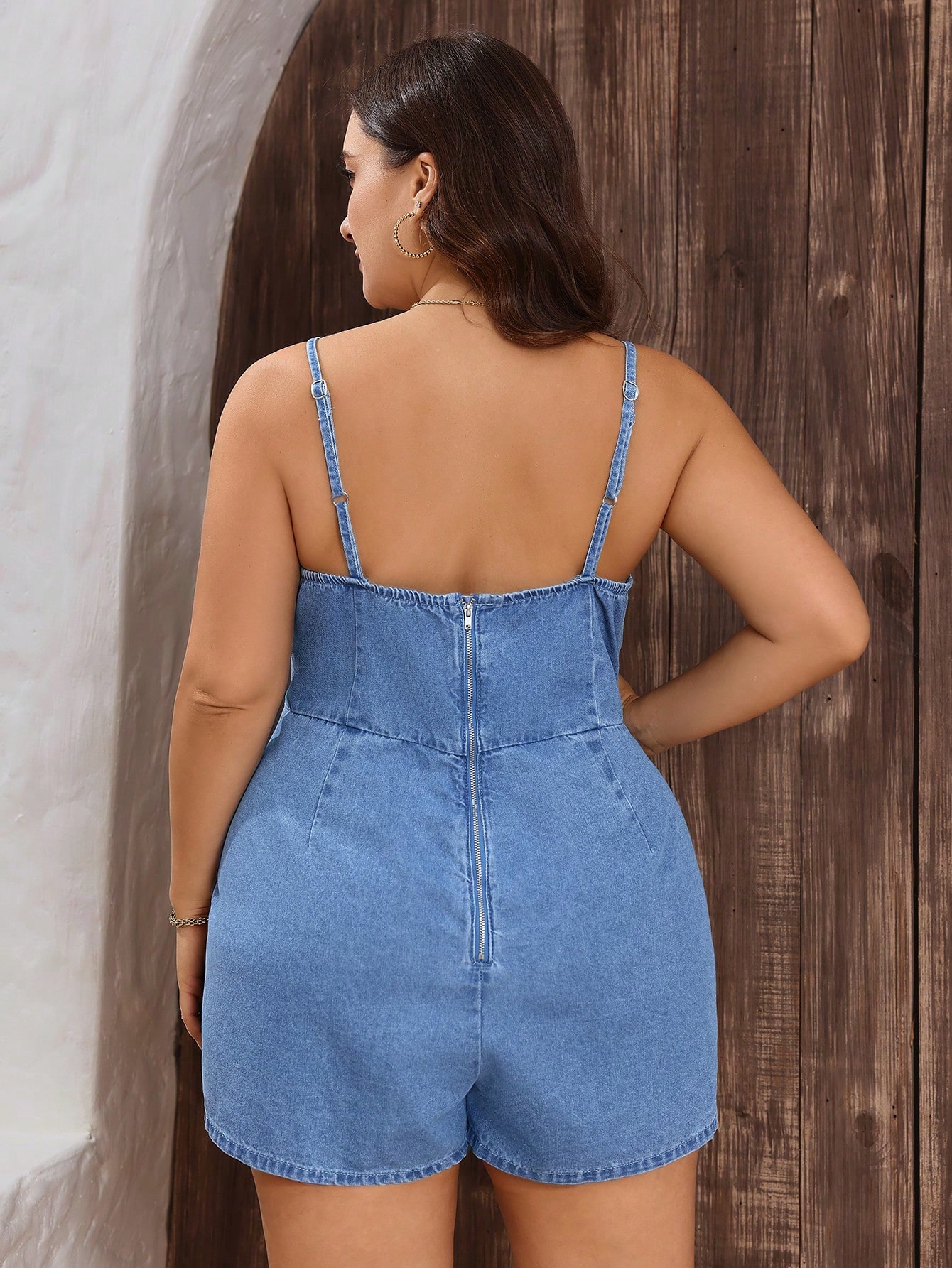 In Casual Plus Size Denim Overalls