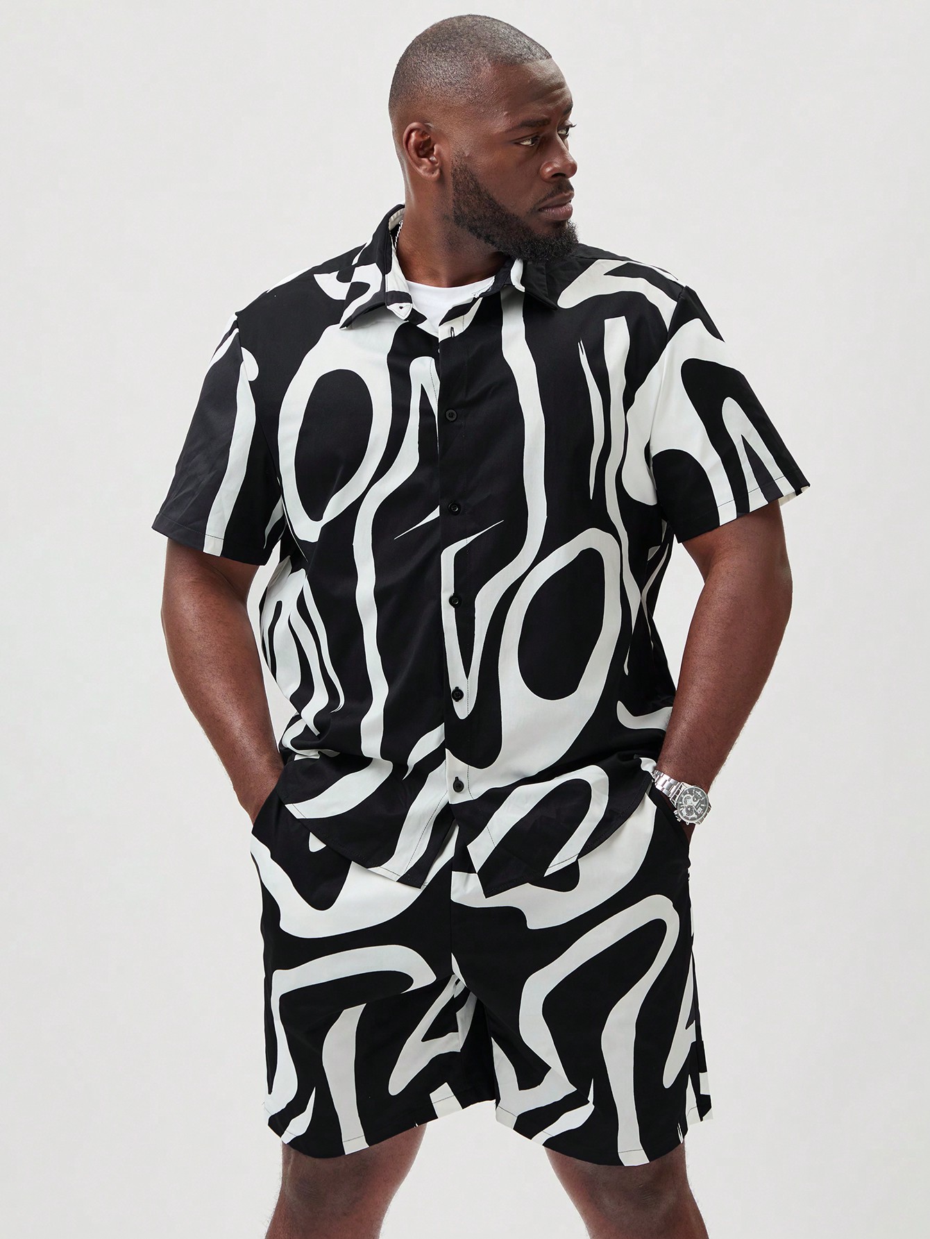 Men Plus Size Shirt Co-ords