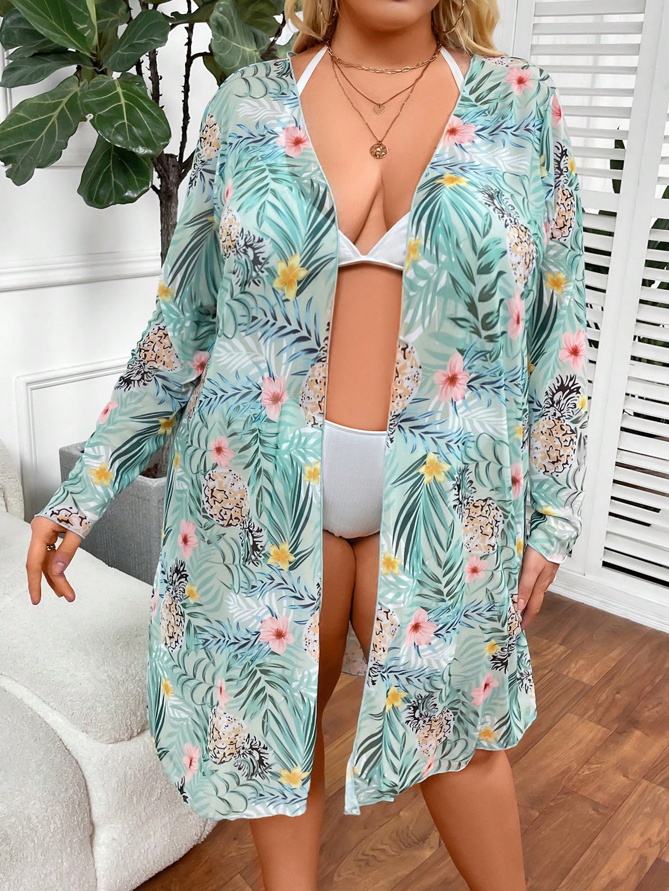 In Long Sleeve Plus Size Kimonos