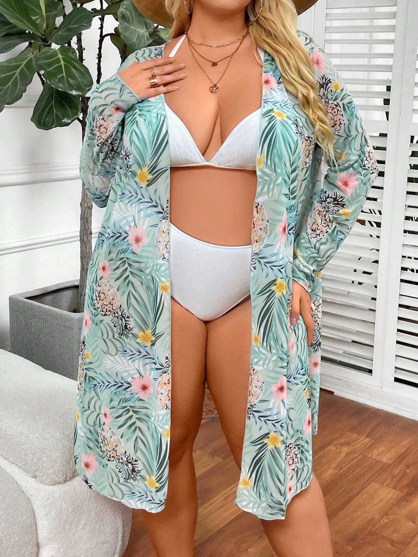 In Long Sleeve Plus Size Kimonos