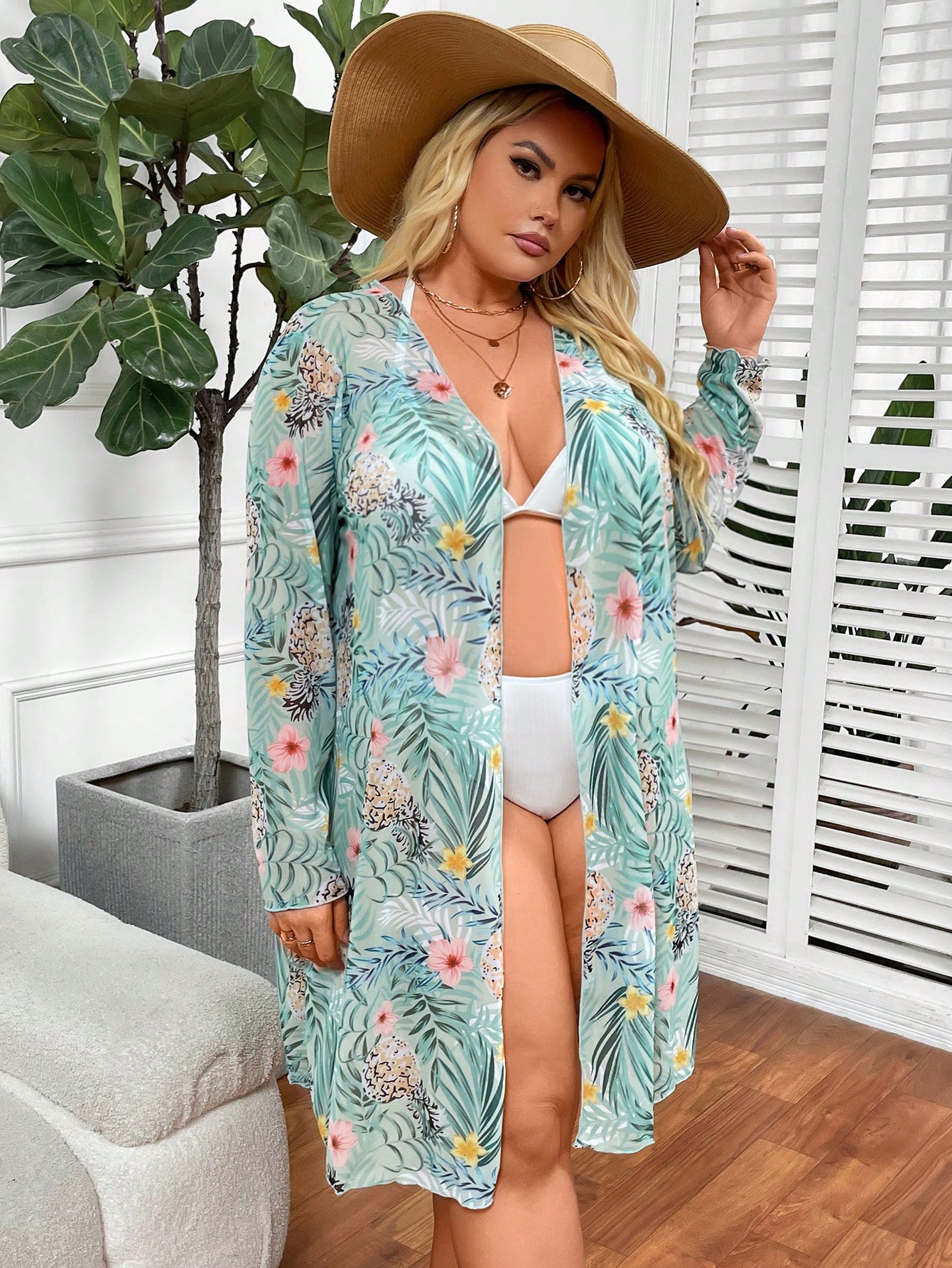 In Long Sleeve Plus Size Kimonos