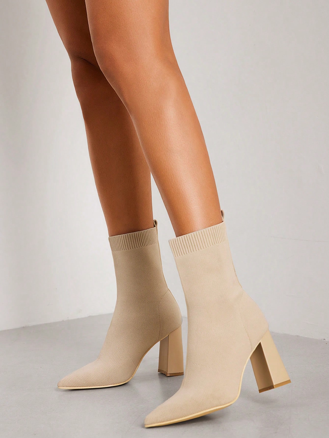 In Beige Women Mid-Calf Boots