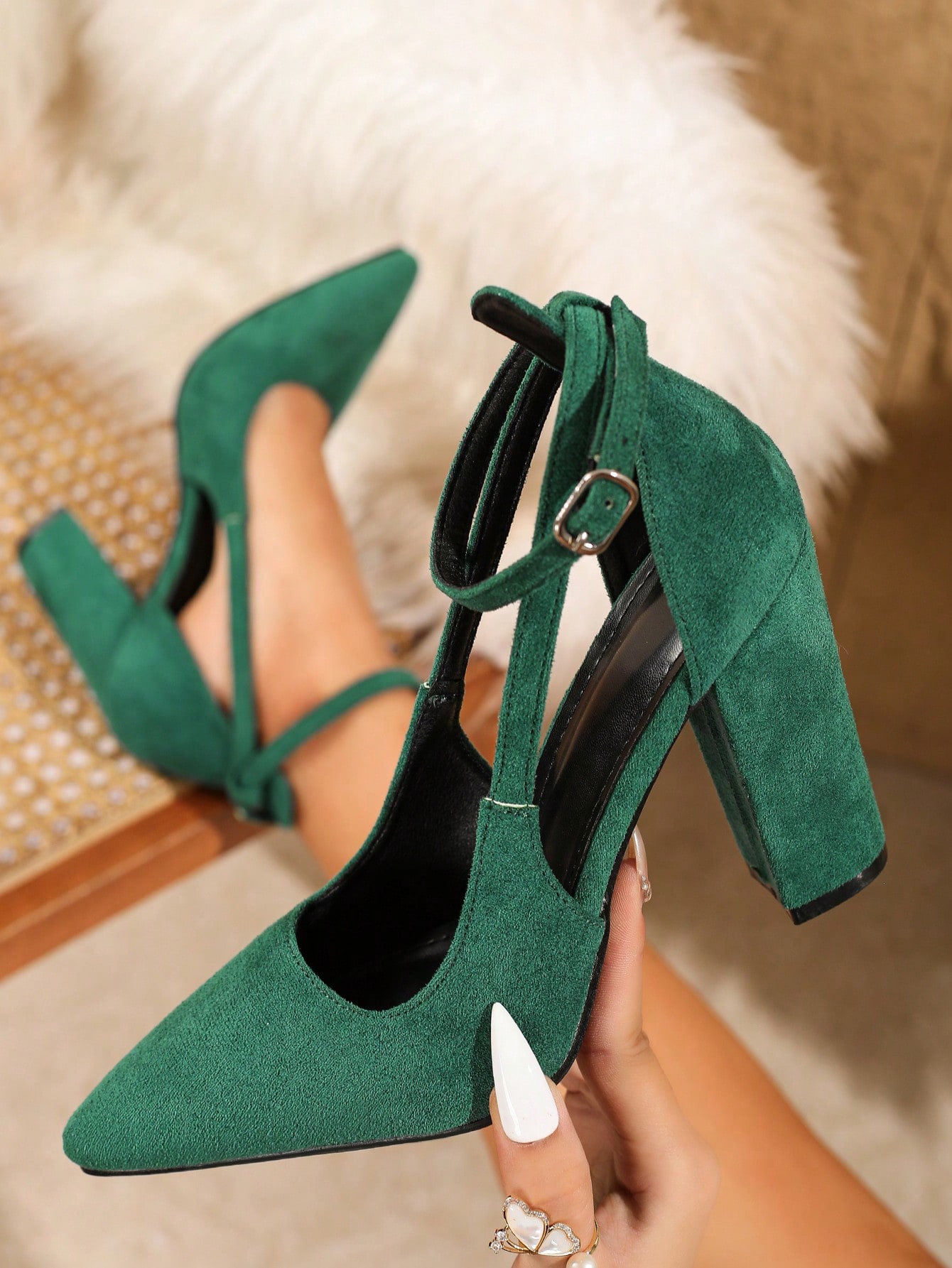 In Dark Green Women Shoes