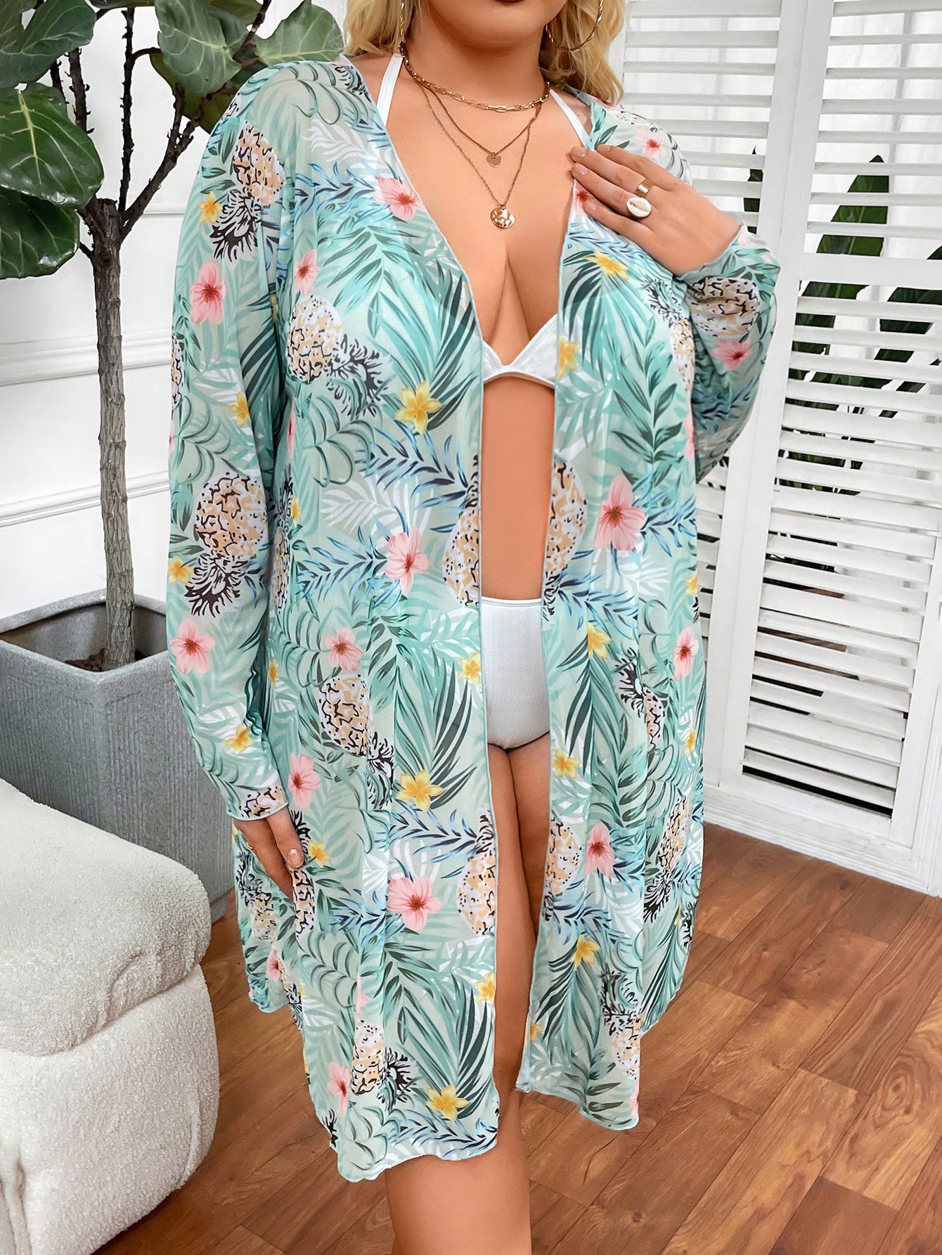 In Long Sleeve Plus Size Kimonos