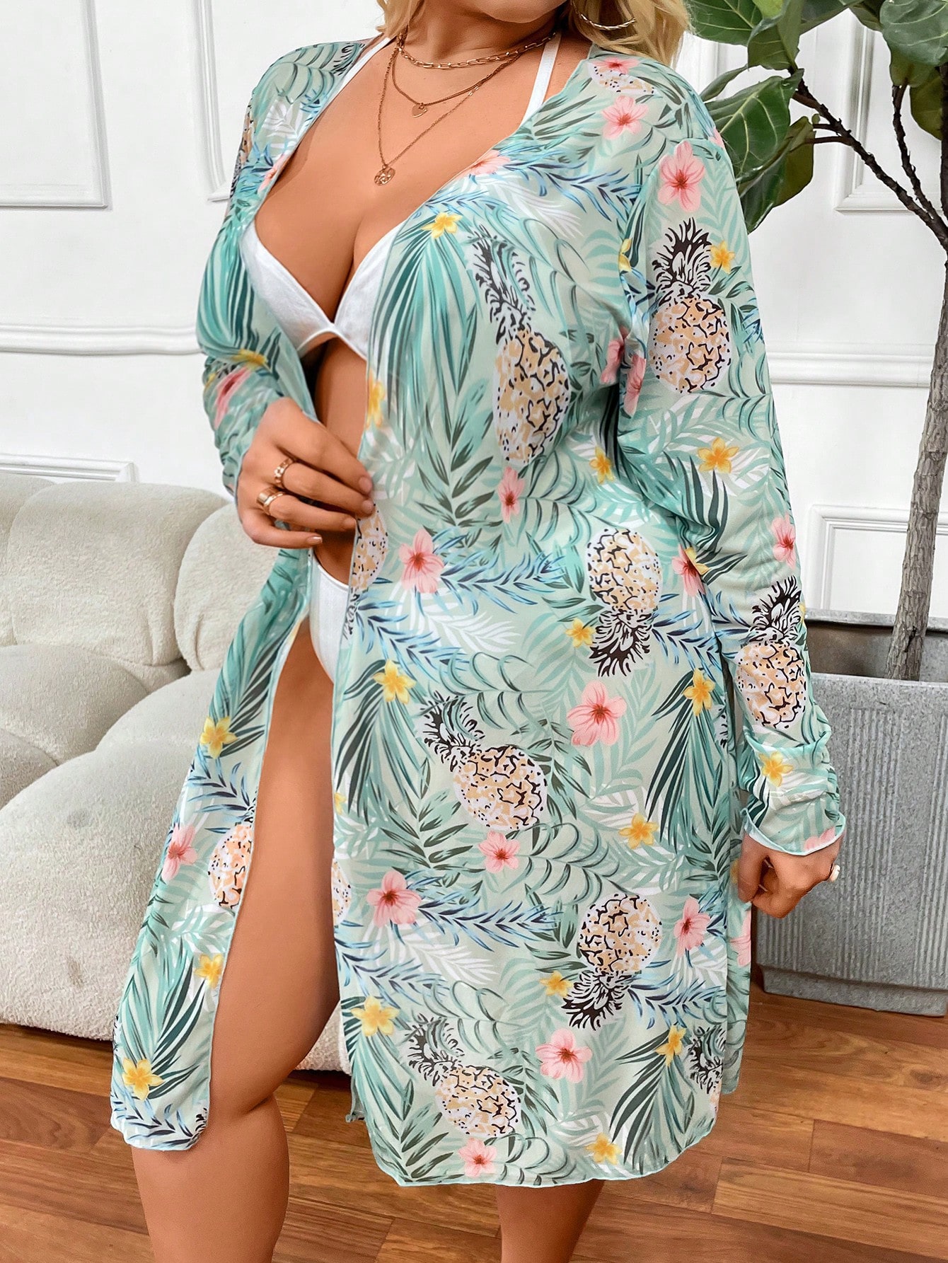 In Long Sleeve Plus Size Kimonos