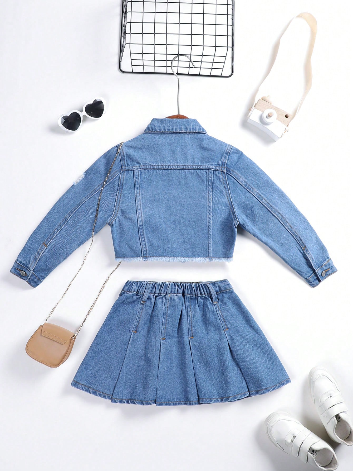 Young Girls Denim Two-piece Outfits