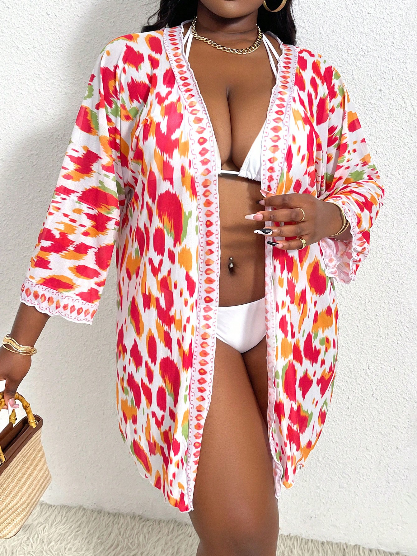 In Long Sleeve Plus Size Kimonos