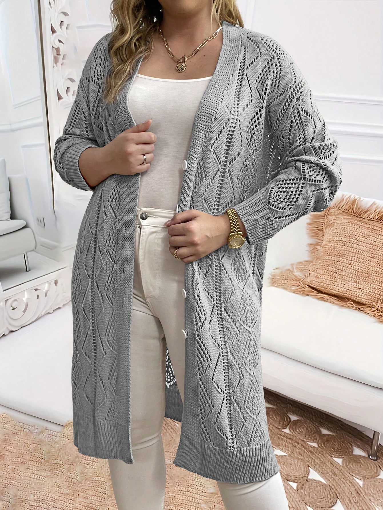 In Long Sleeve Plus Size Kimonos