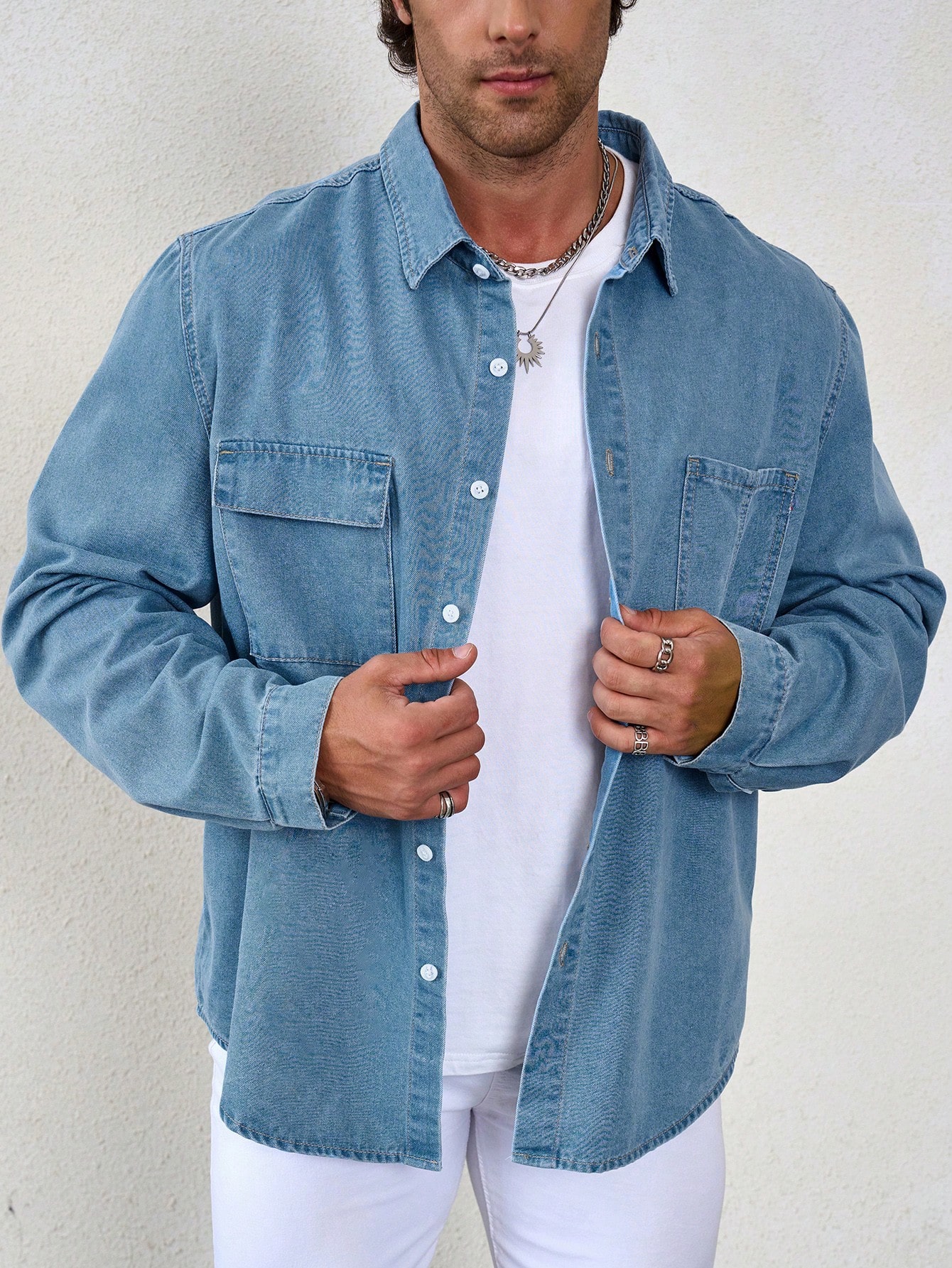 Men Plus Size Denim Shirts