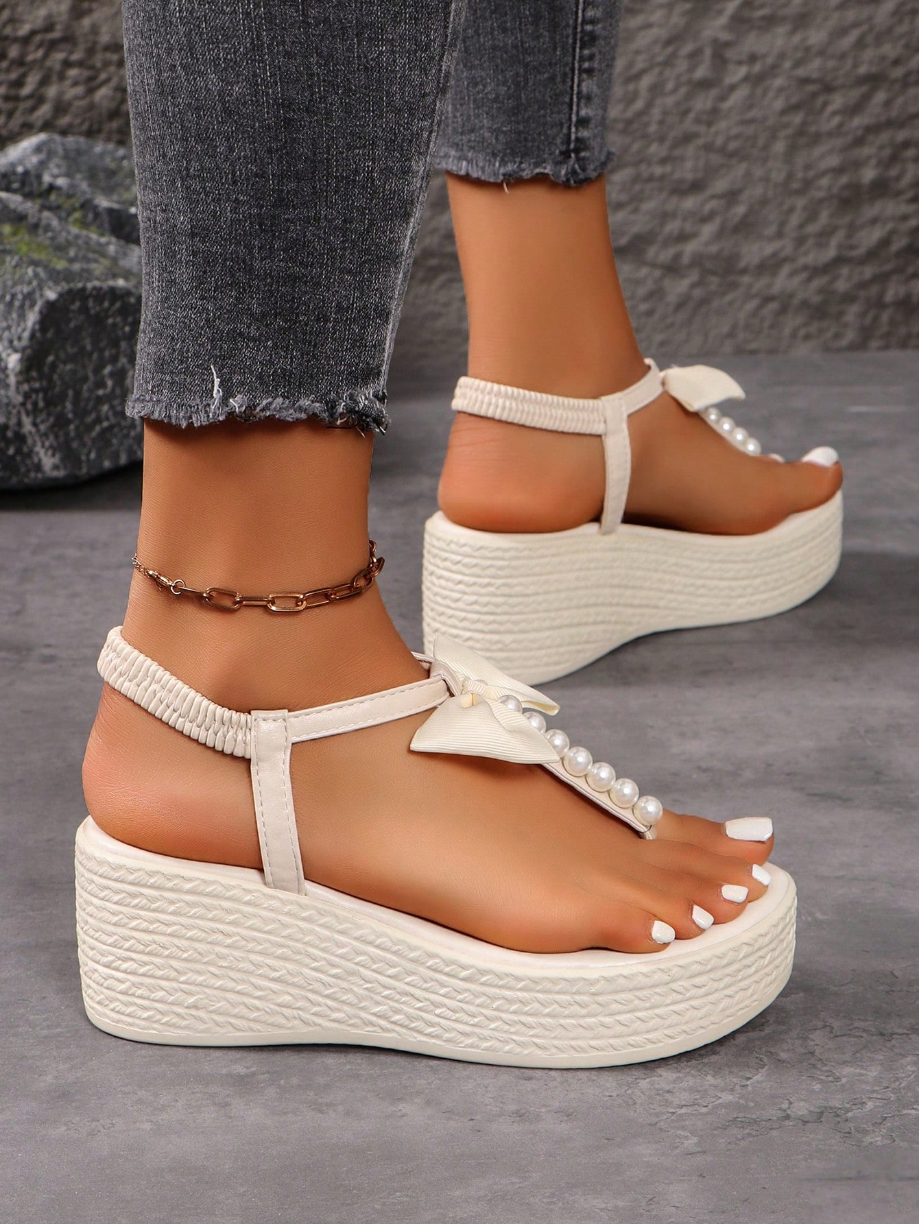 In Beige Women Platforms & Wedge Sandals