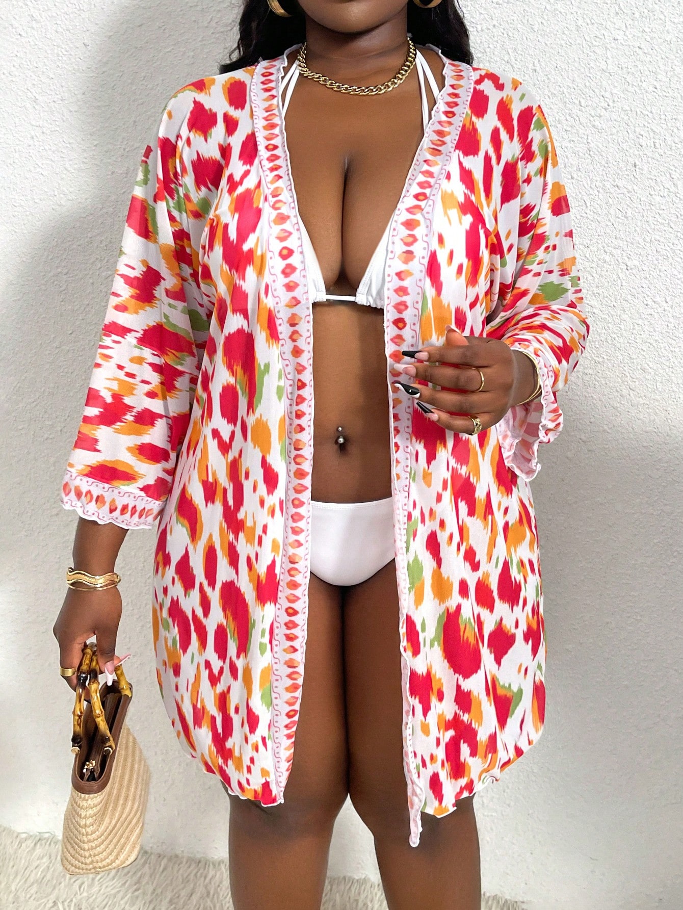 In Long Sleeve Plus Size Kimonos