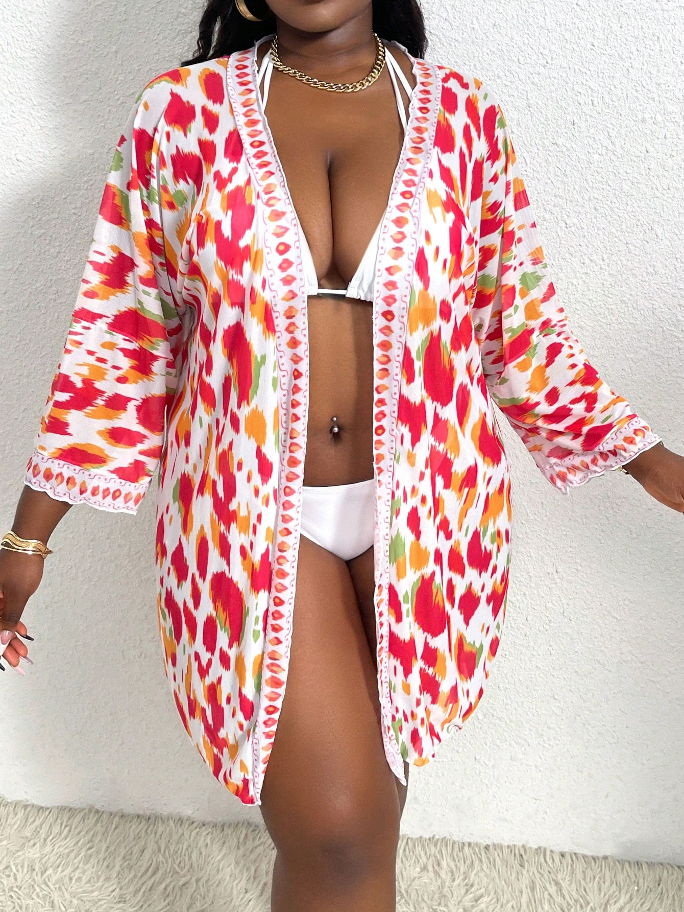 In Long Sleeve Plus Size Kimonos