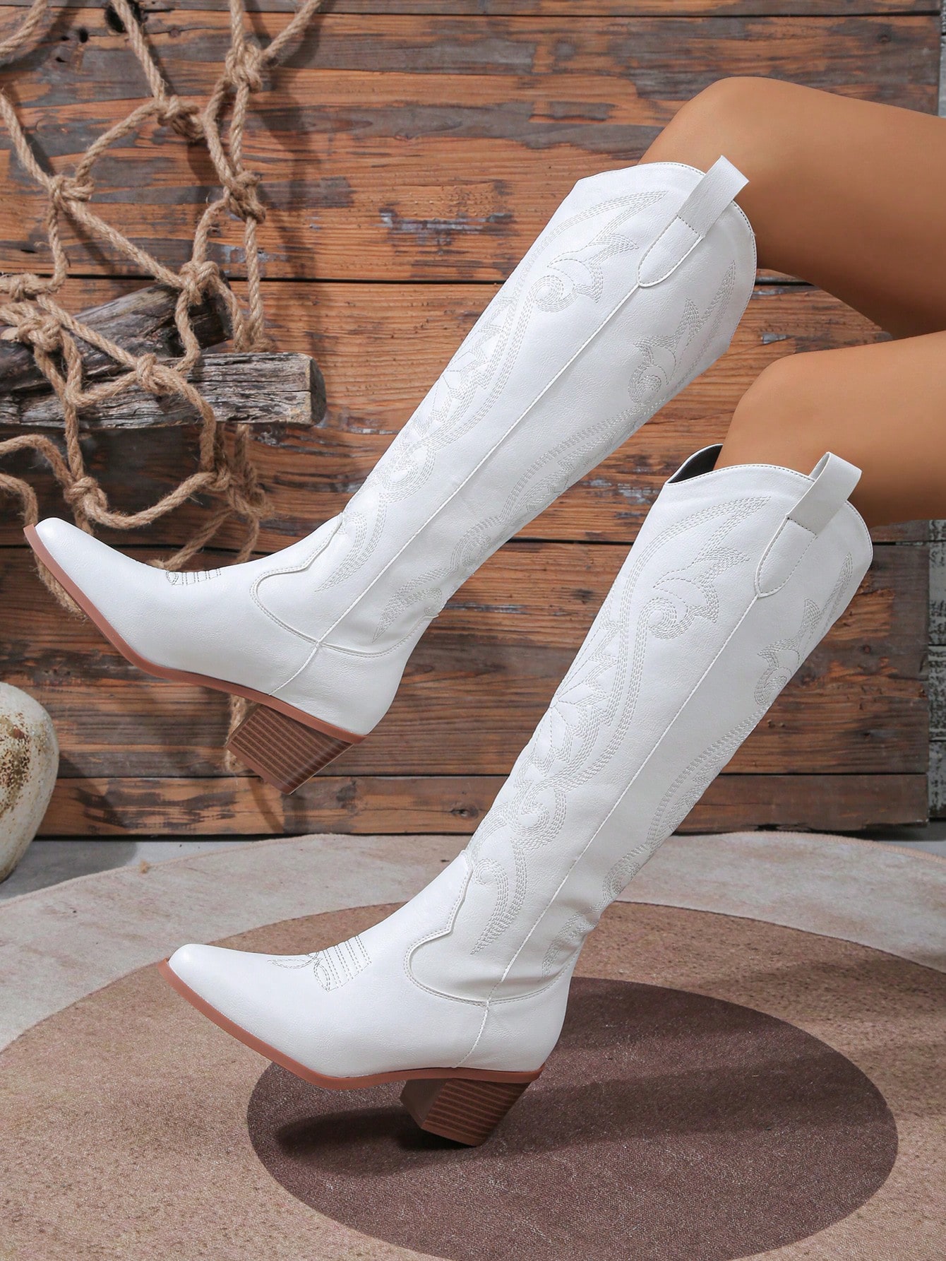 In White Women Knee-High Boots