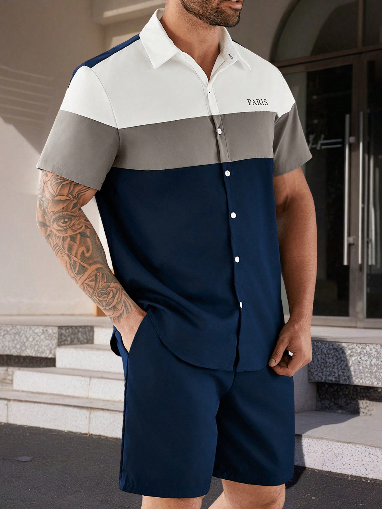 Men Plus Size Shirt Co-ords