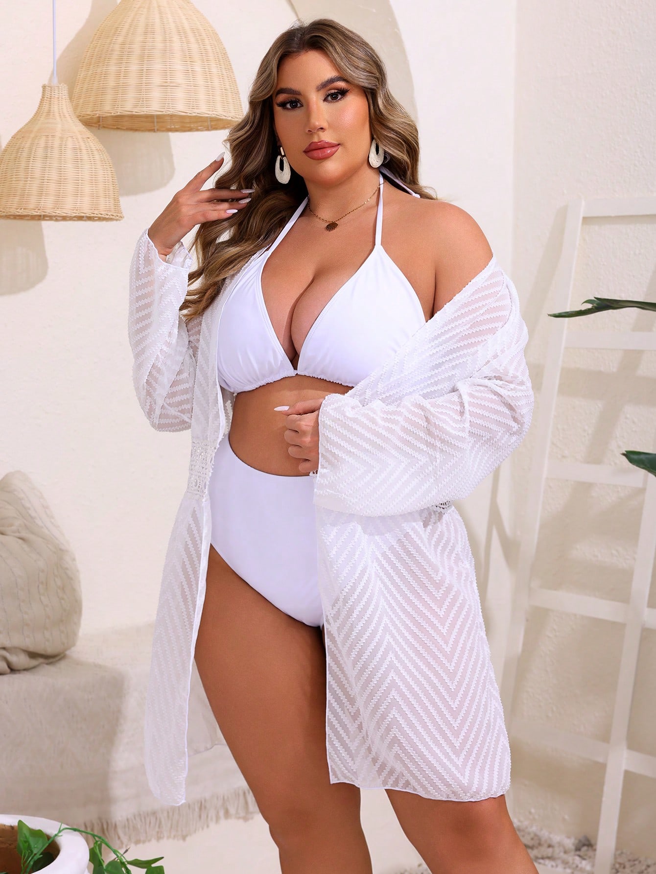 In Long Sleeve Plus Size Kimonos