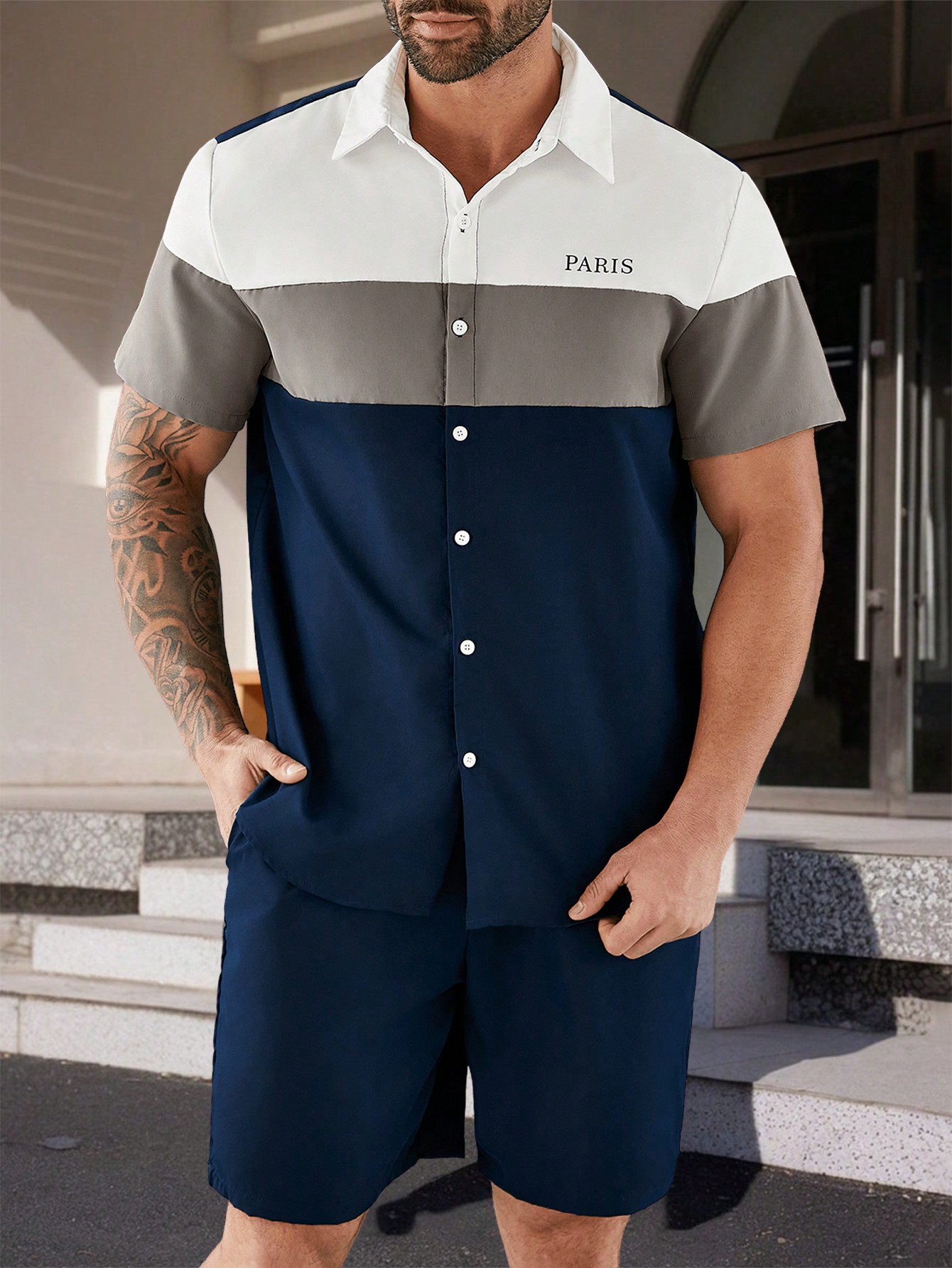 Men Plus Size Shirt Co-ords