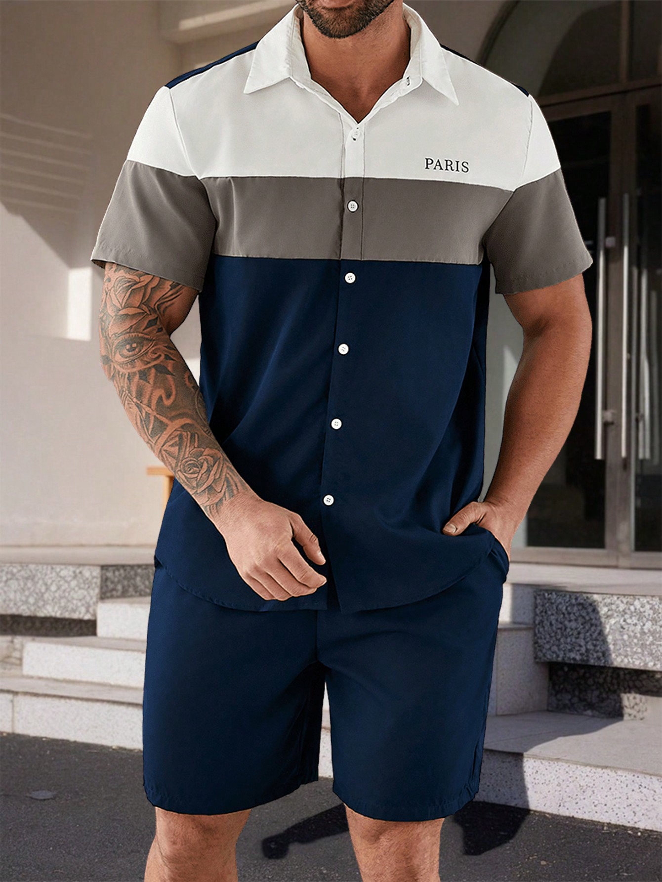 Men Plus Size Shirt Co-ords