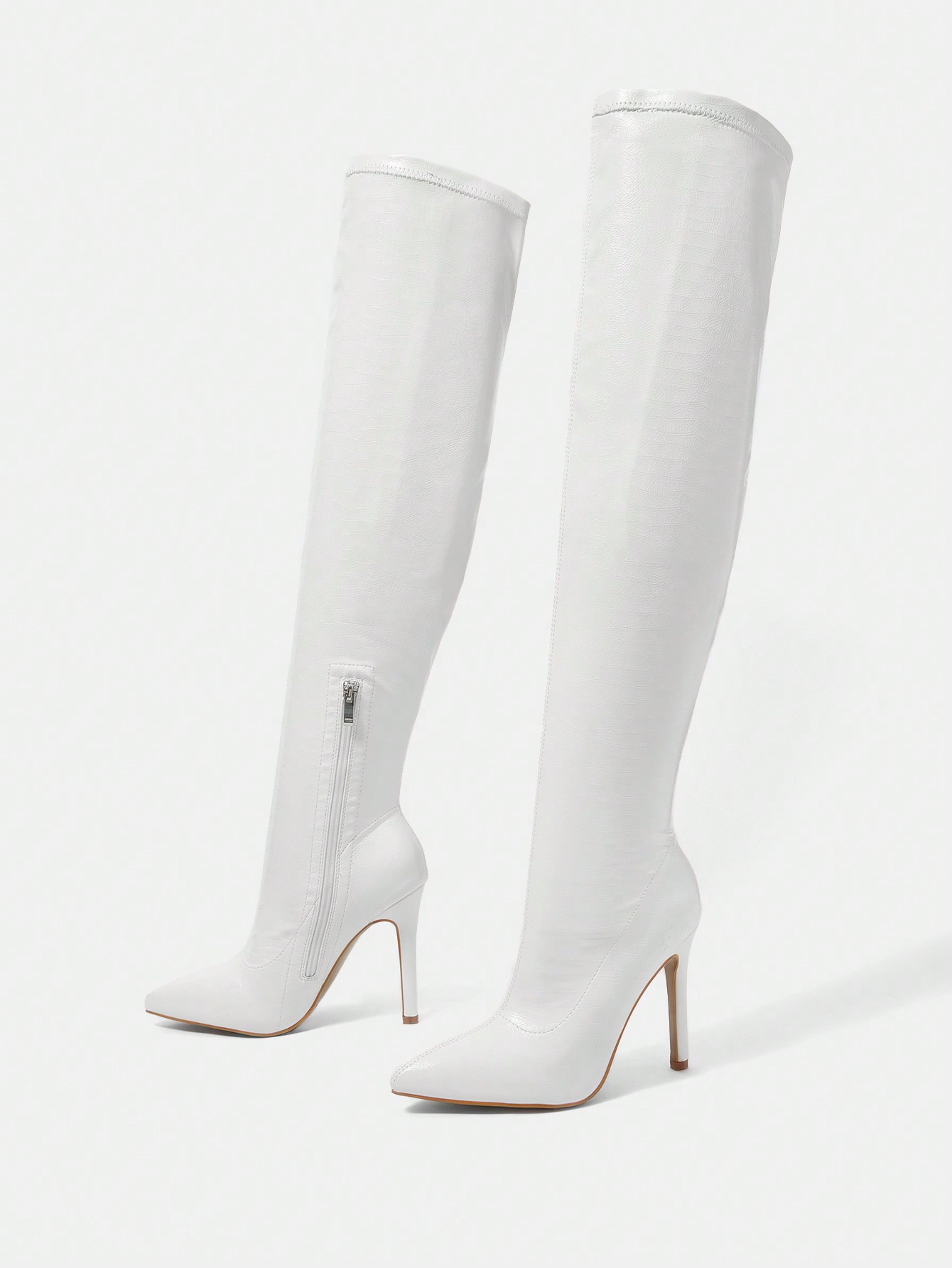 In White Women Over-the-Knee Boots